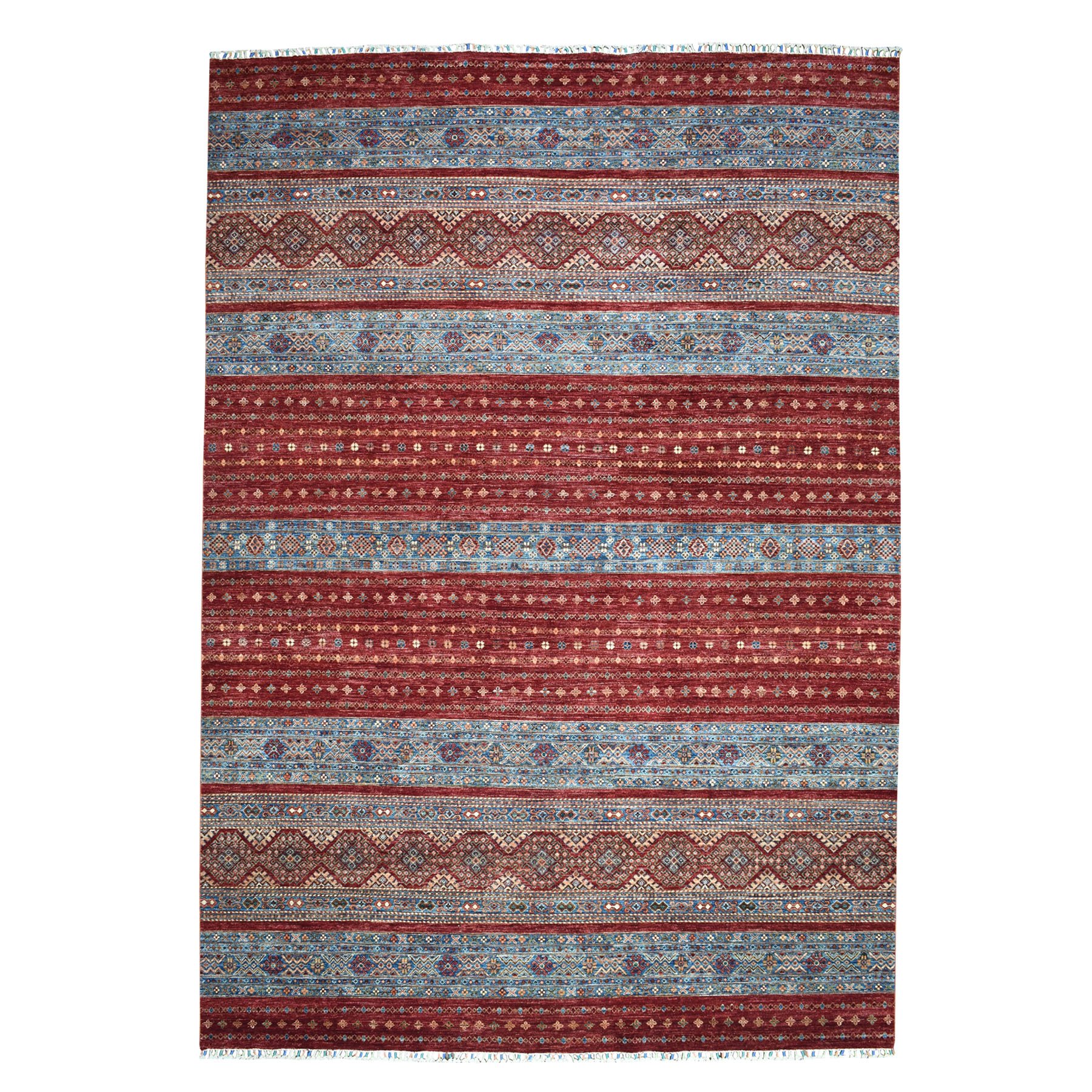 9'3"x12'1" Khorjin Design Red Super Kazak Pure Wool Hand Woven Oriental Rug 