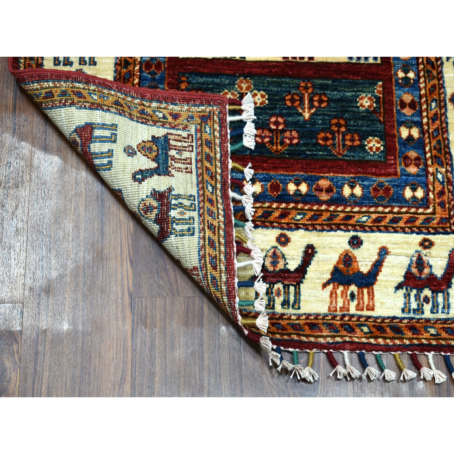 2'8"x10' Khorjin Design Colorful Runner Super Kazak Pure Wool Hand Woven Oriental Rug 