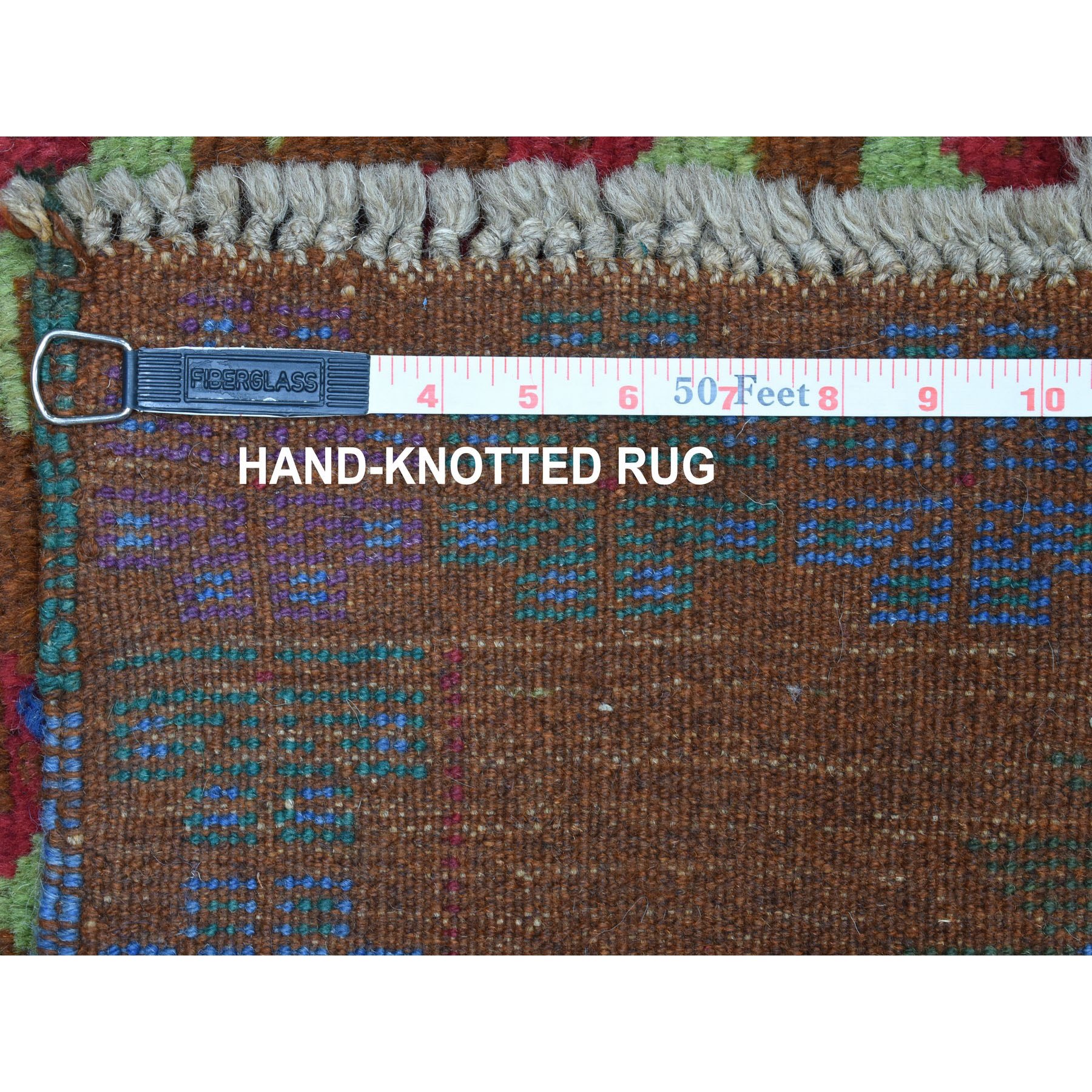 6'1"x7'8" Brown Colorful Afghan Baluch Geometric Design Hand Woven 100% Wool Oriental Rug 
