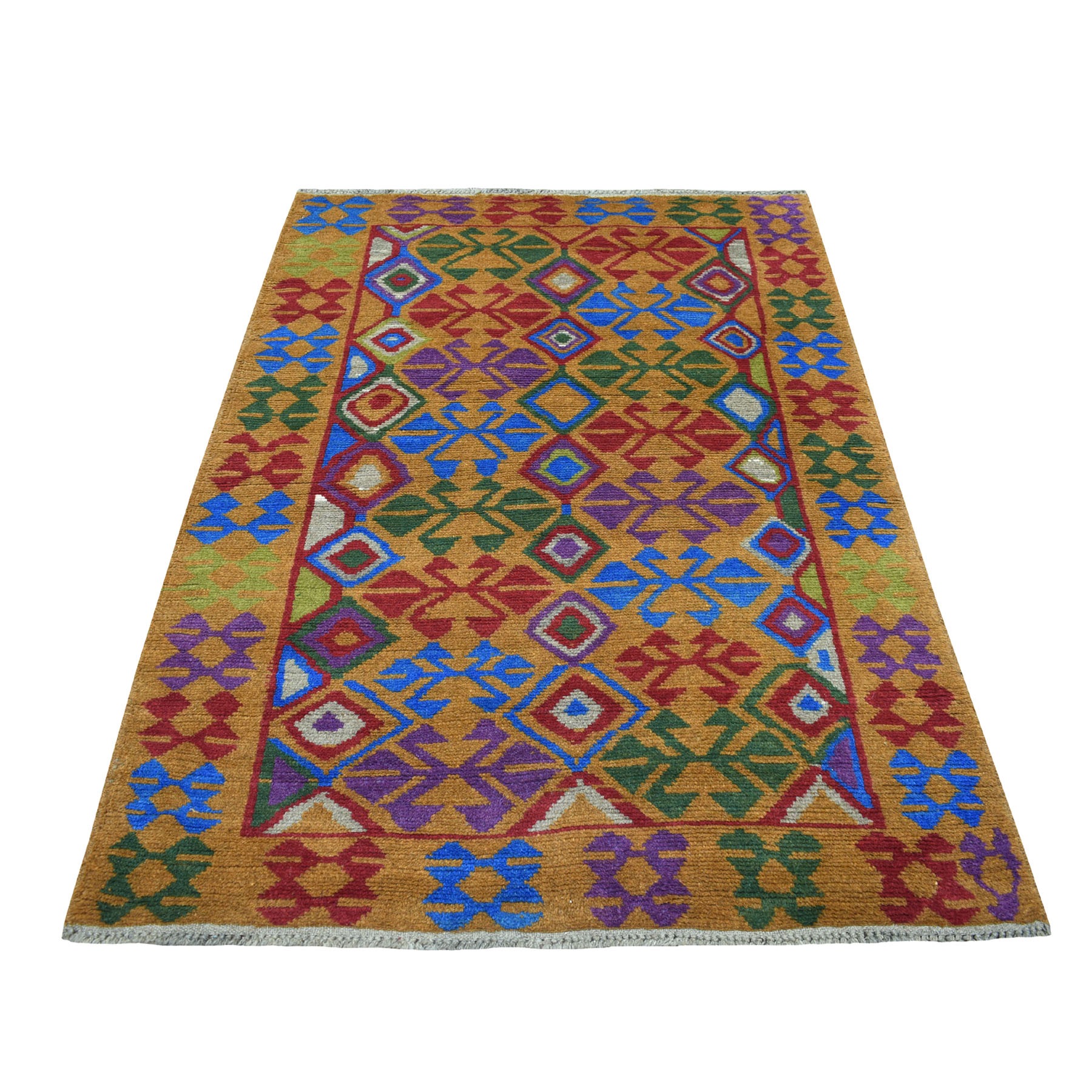 4'x6' Natural Dyes Colorful Afghan Baluch Tribal Design Hand Woven Pure Wool Oriental Rug 