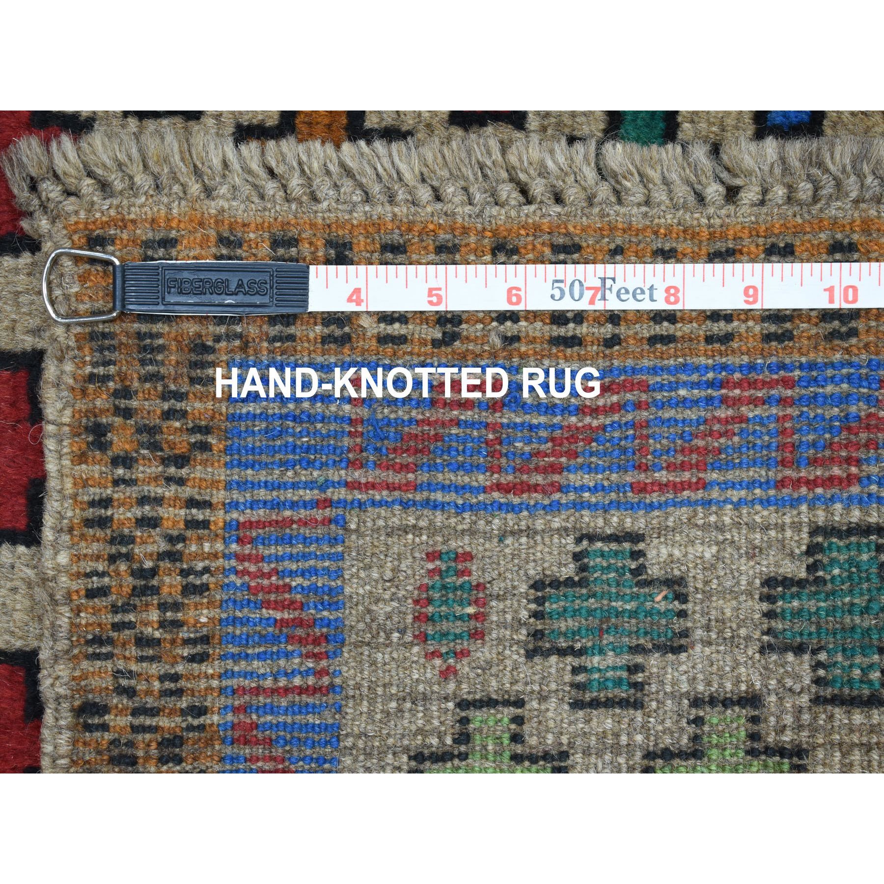3'4"x4'9" Gray Hand Woven Colorful Afghan Baluch All Over Design Pure Wool Oriental Rug 