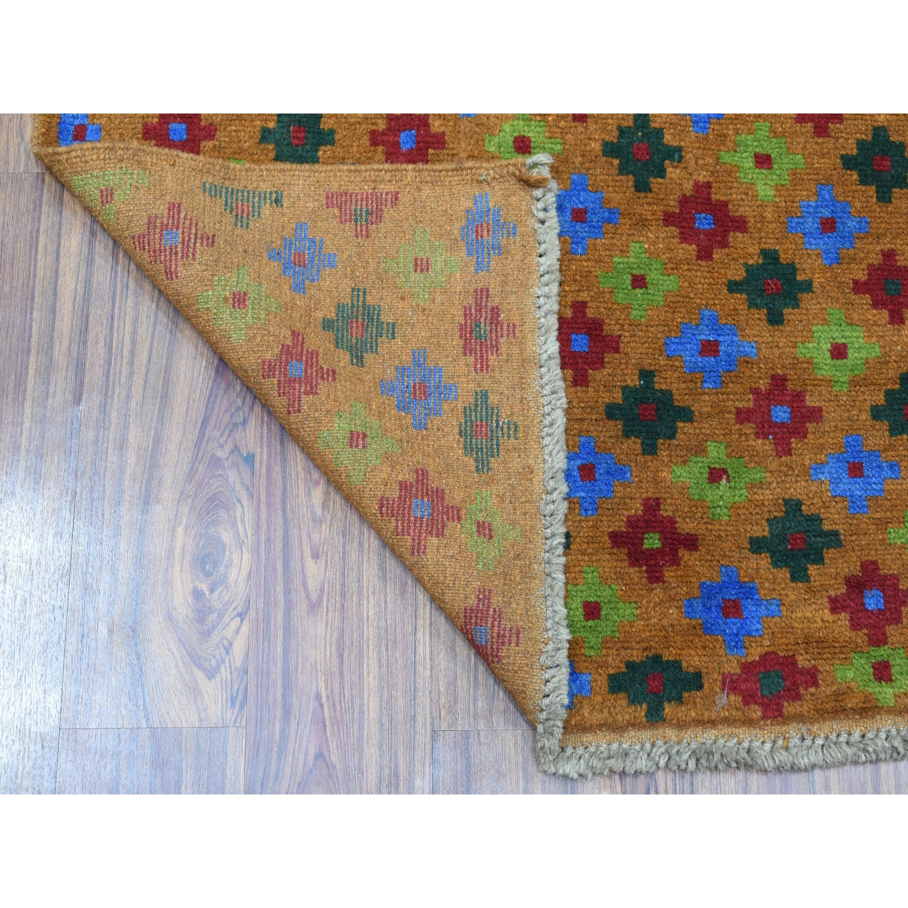 4'1"x6'1" Brown Tribal Design Colorful Afghan Baluch Pure Wool Hand Woven Oriental Rug 