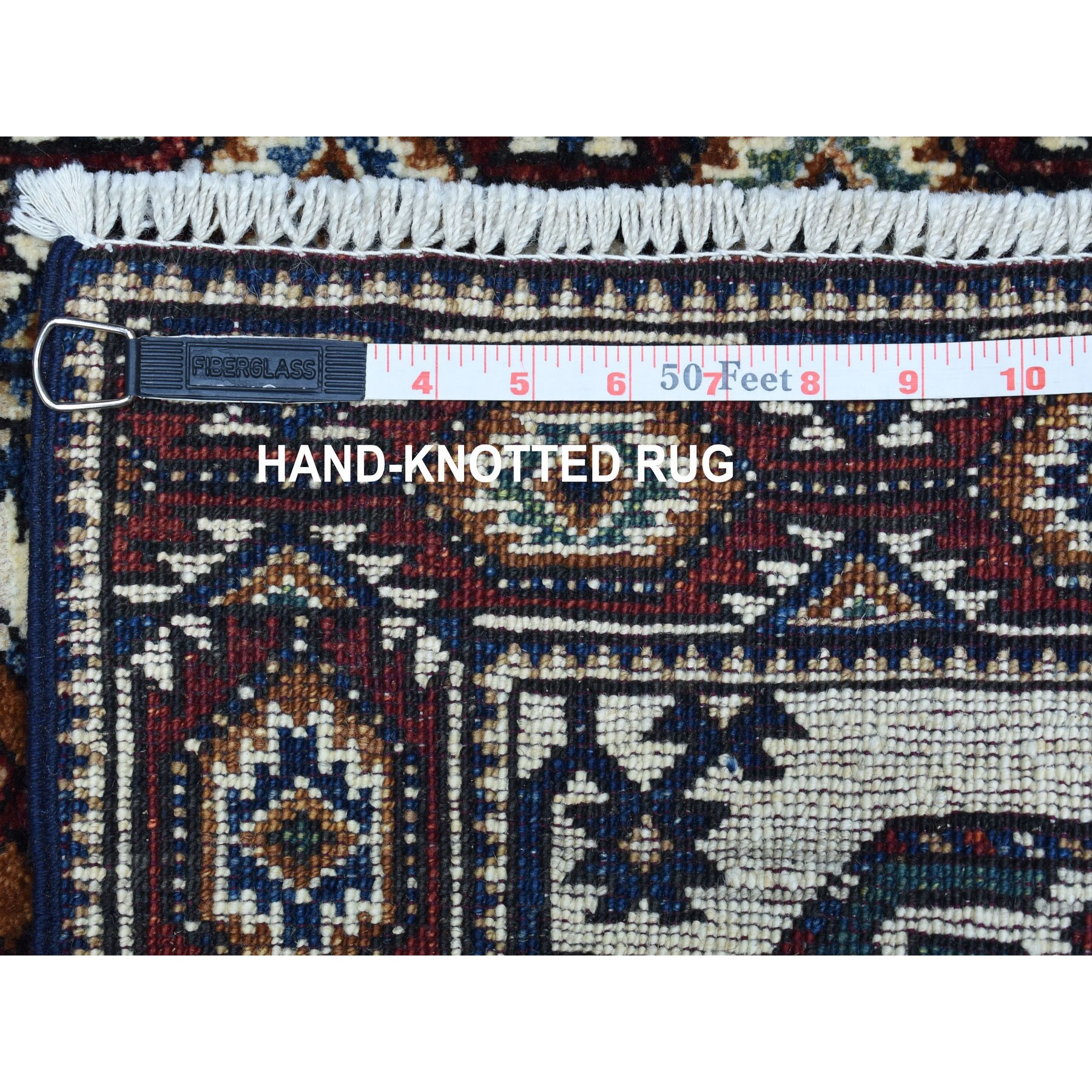 1'10"x2'9" Ivory Turkoman Afghan Ersari Hand Woven Elephant Feet Design Pure Wool Oriental Rug 