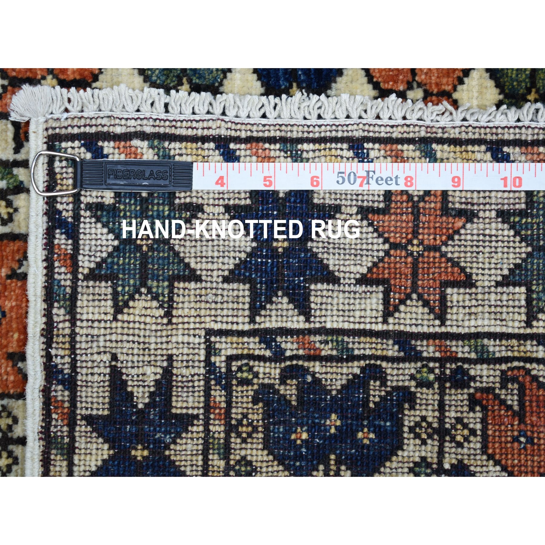 2'x2'9" Ivory Pictorial Design Hand Woven Afghan Ersari Pure Wool Oriental Rug 