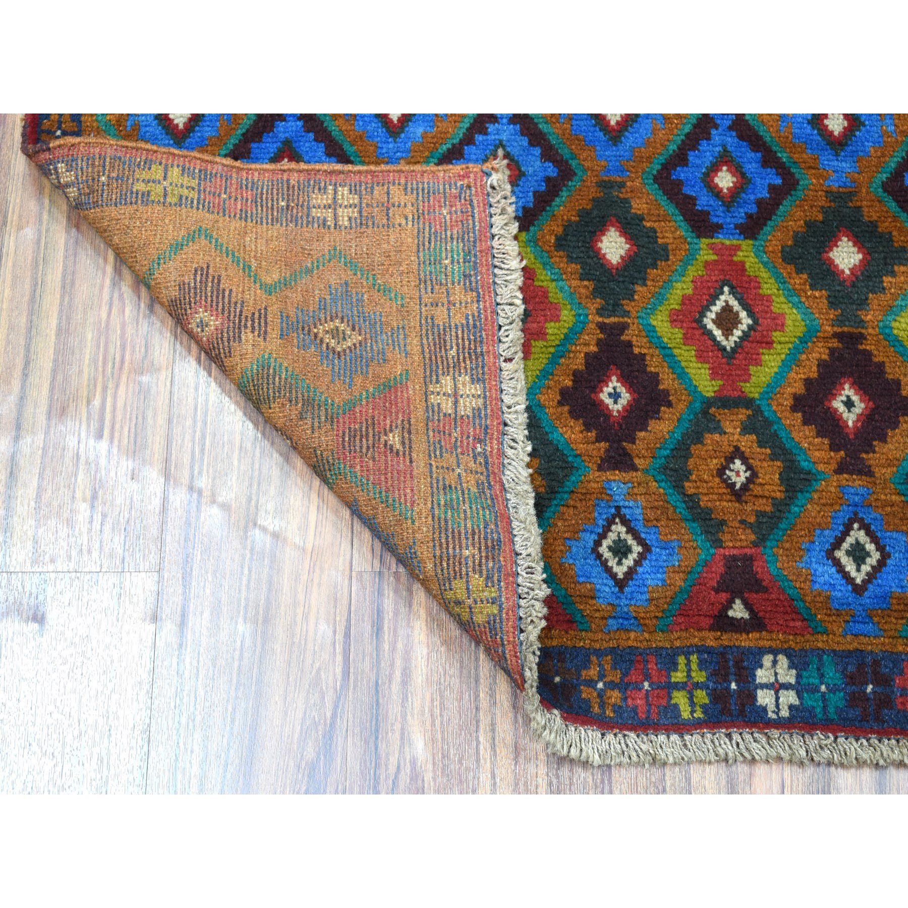 3'5"x4'5" Brown Tribal Design Colorful Afghan Baluch Hand Woven Pure Wool Oriental Rug 