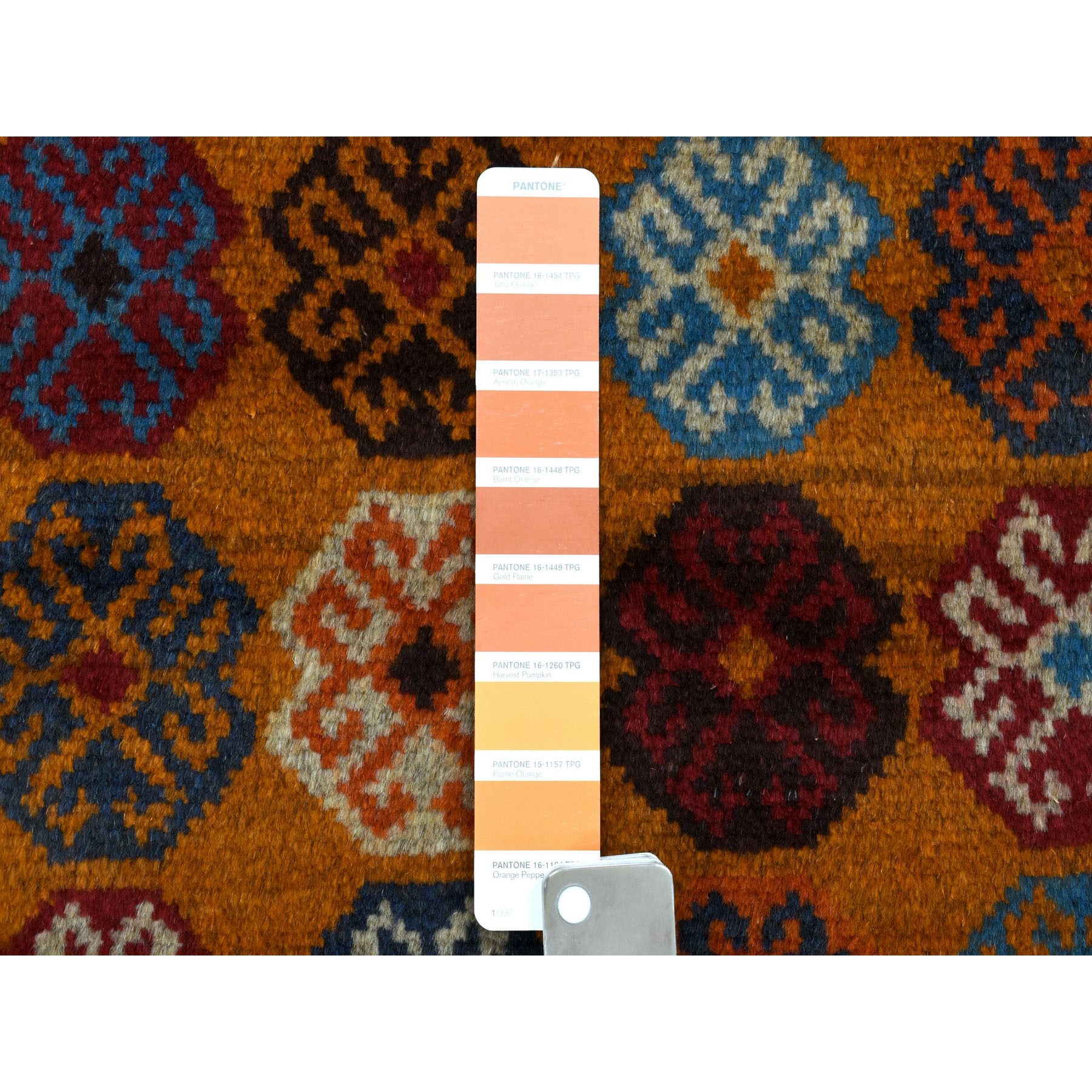 3'8"x5'7" Orange Colorful Afghan Baluch Tribal Design Hand Woven Pure Wool Oriental Rug 