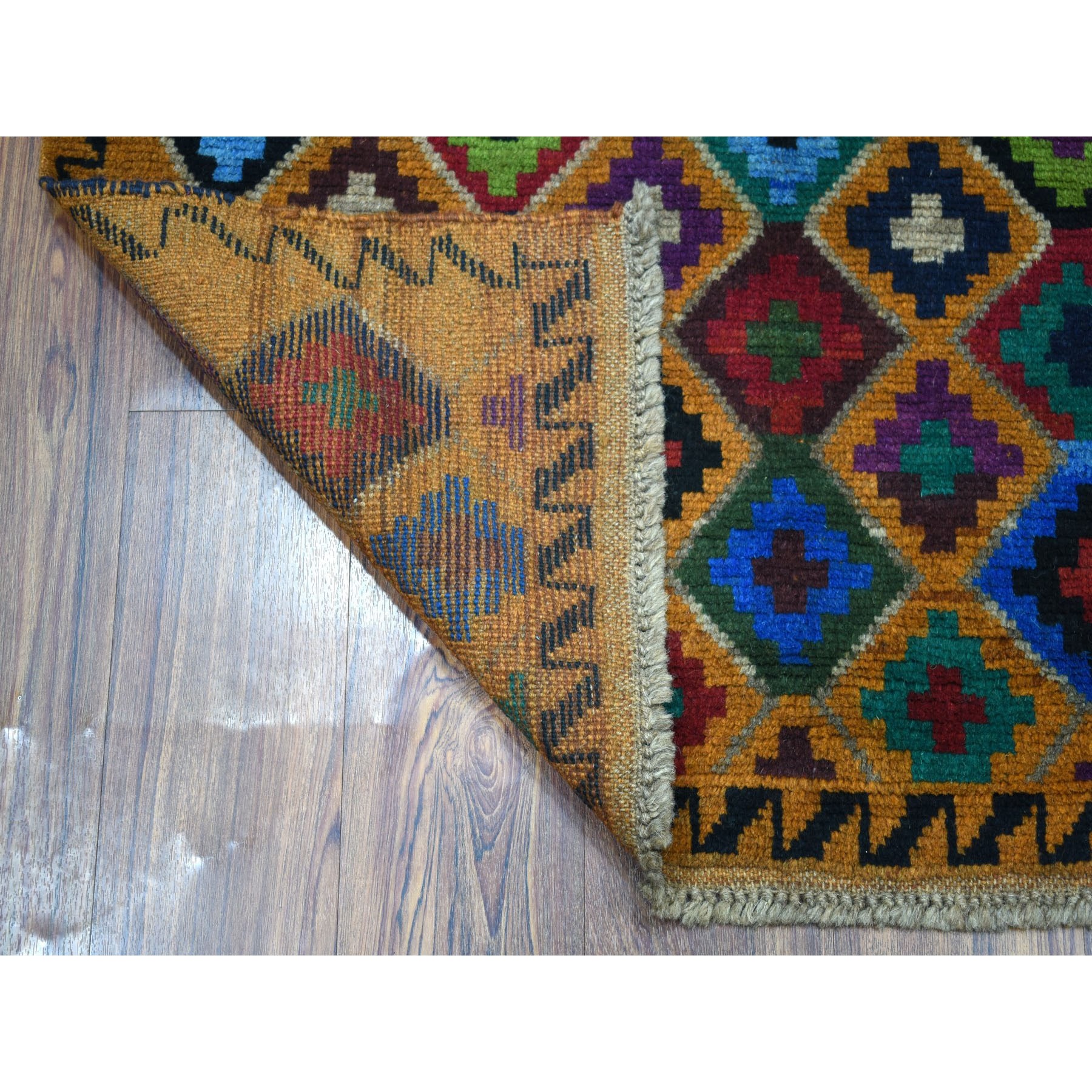 3'4"x4'8" Brown Tribal Design Colorful Afghan Baluch 100% Wool Hand Woven Oriental Rug 