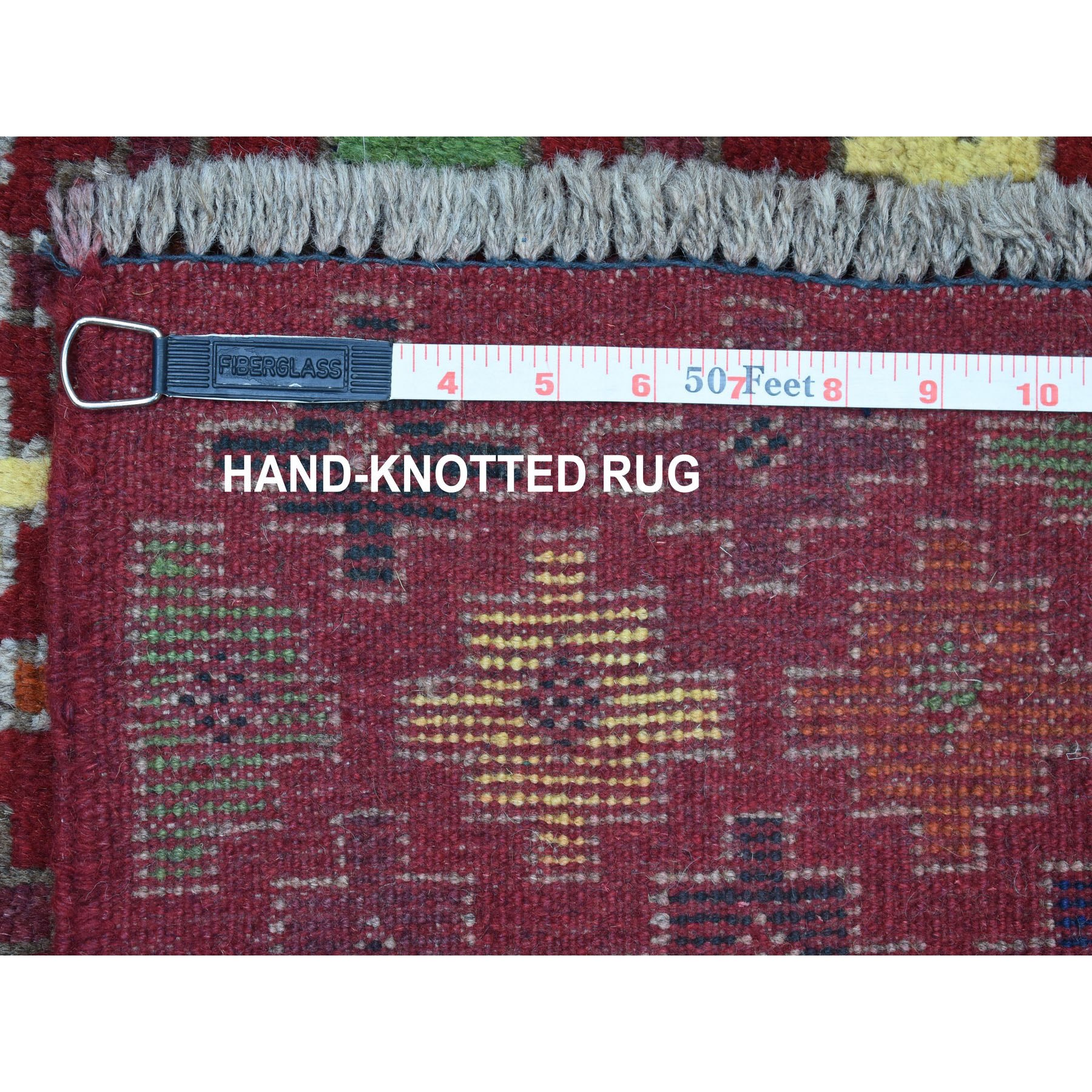 3'1"x4'10" Red All Over Design Colorful Afghan Baluch Hand Woven Pure Wool Oriental Rug 