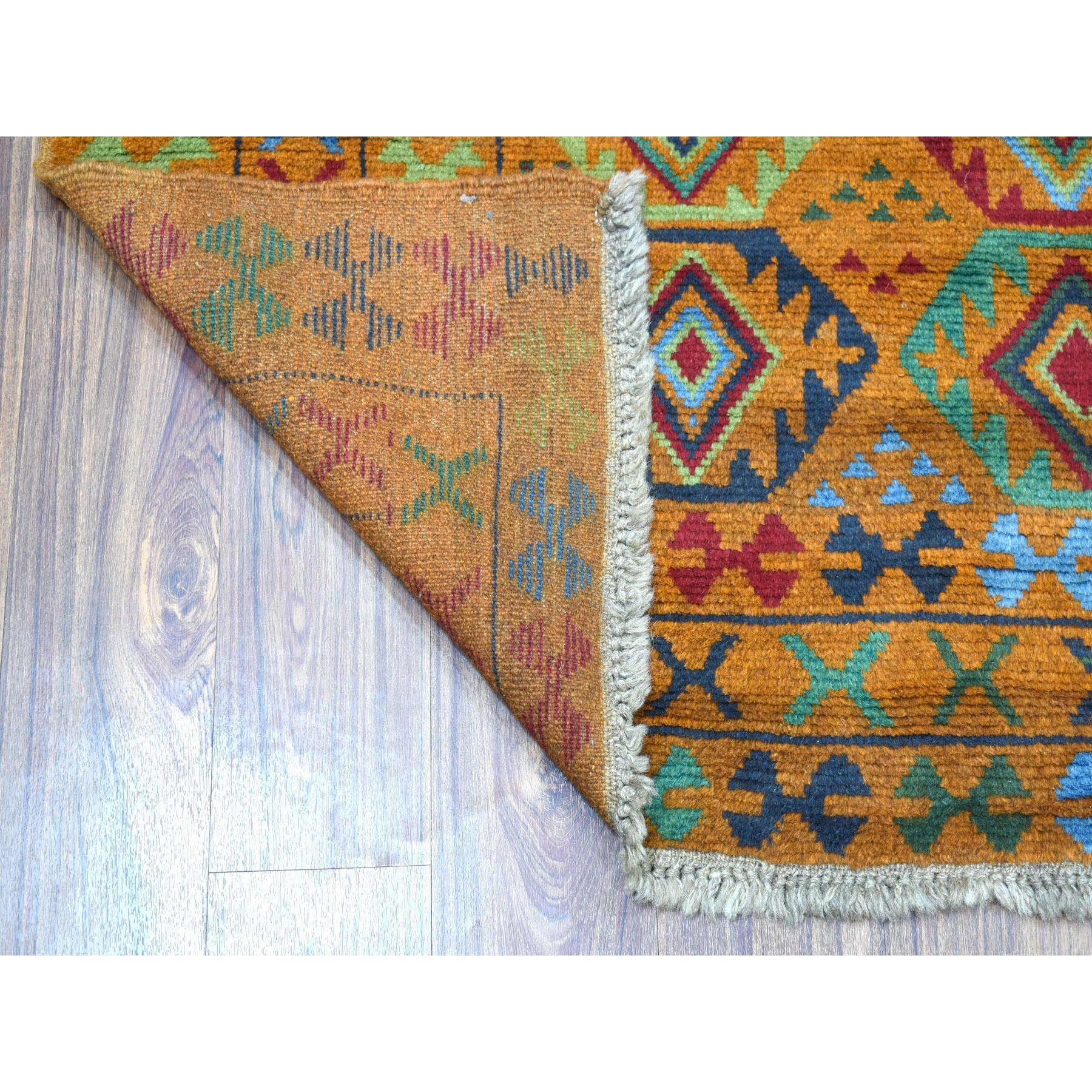 4'3"x6' Orange Colorful Afghan Baluch Tribal Design Hand Woven Pure Wool Oriental Rug 