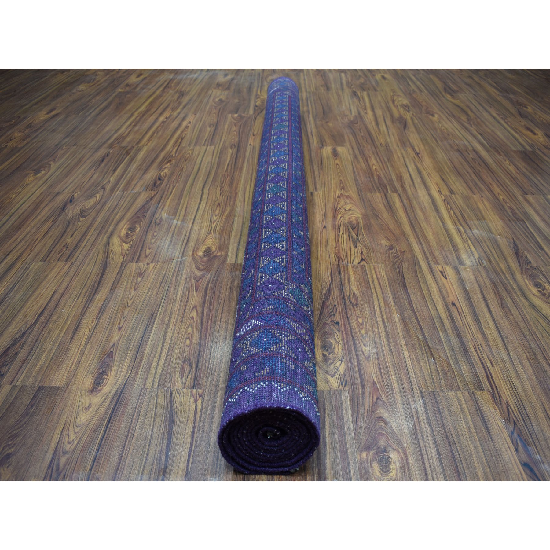 6'7"x9'4" Purple Colorful Afghan Baluch Hand Woven Tribal Design Pure Wool Oriental Rug 