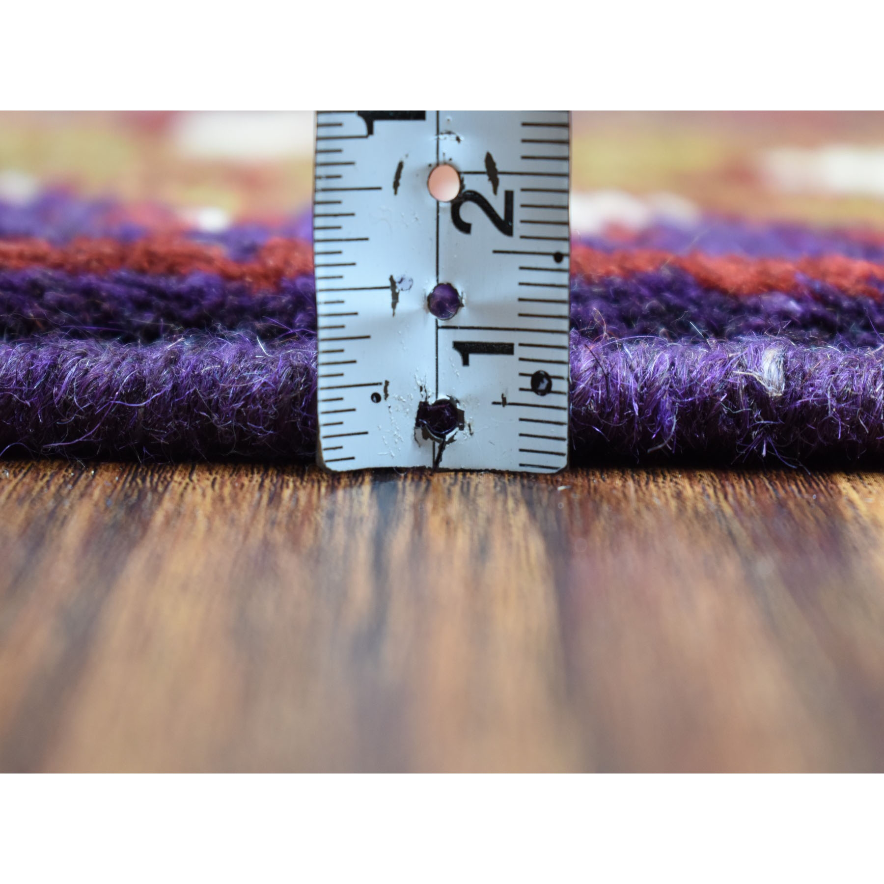 6'8"x9'5" Purple Elephant Feet Design Colorful Afghan Baluch Hand Woven Pure Wool Oriental Rug 