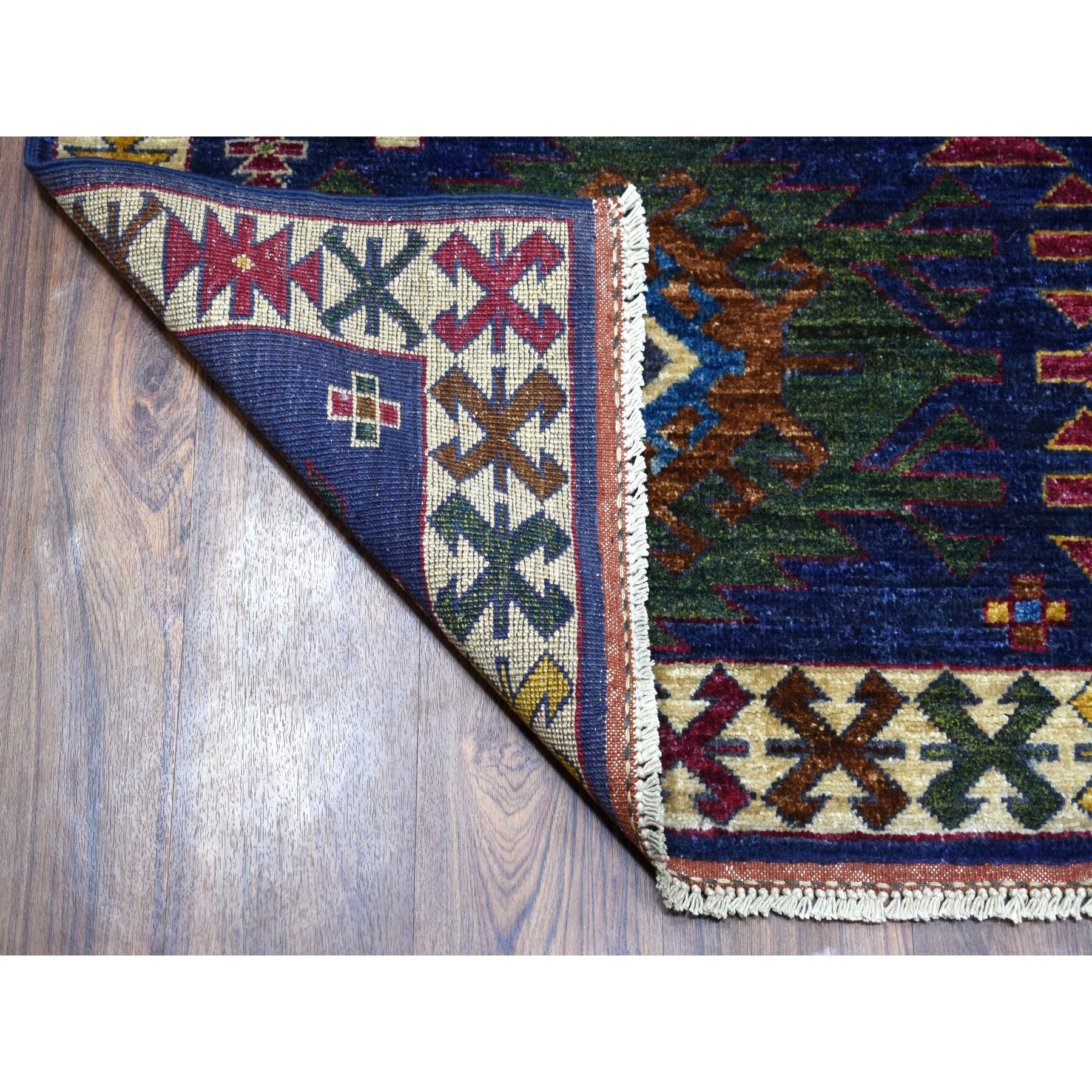 6'x8'10" Afghan Ersari With Large Repetitive Colorful Symbols Hand Woven Oriental Rug 