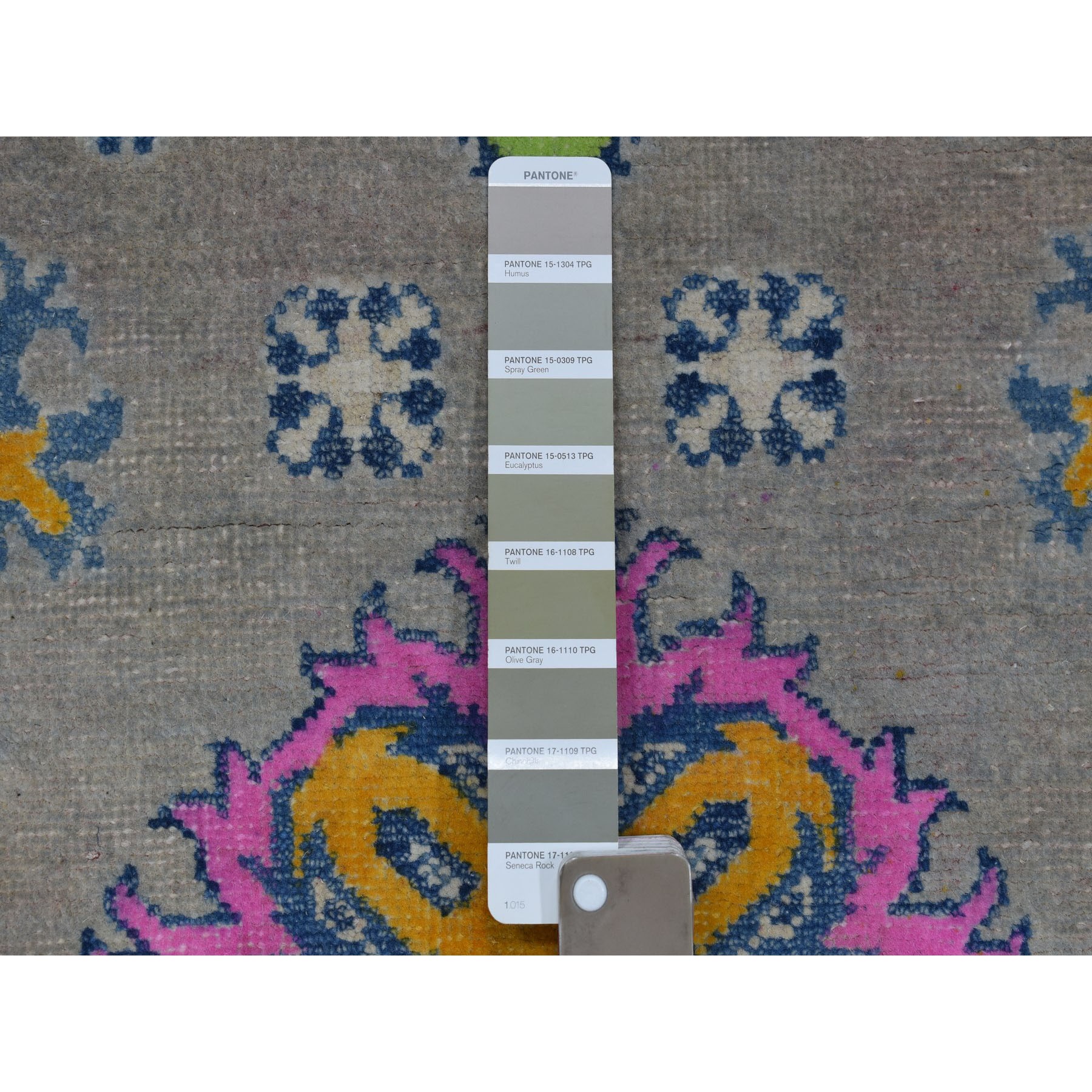 3'5"x4'10" Colorful Gray Fusion Kazak Pure Wool Geometric Design Hand Woven Oriental Rug 