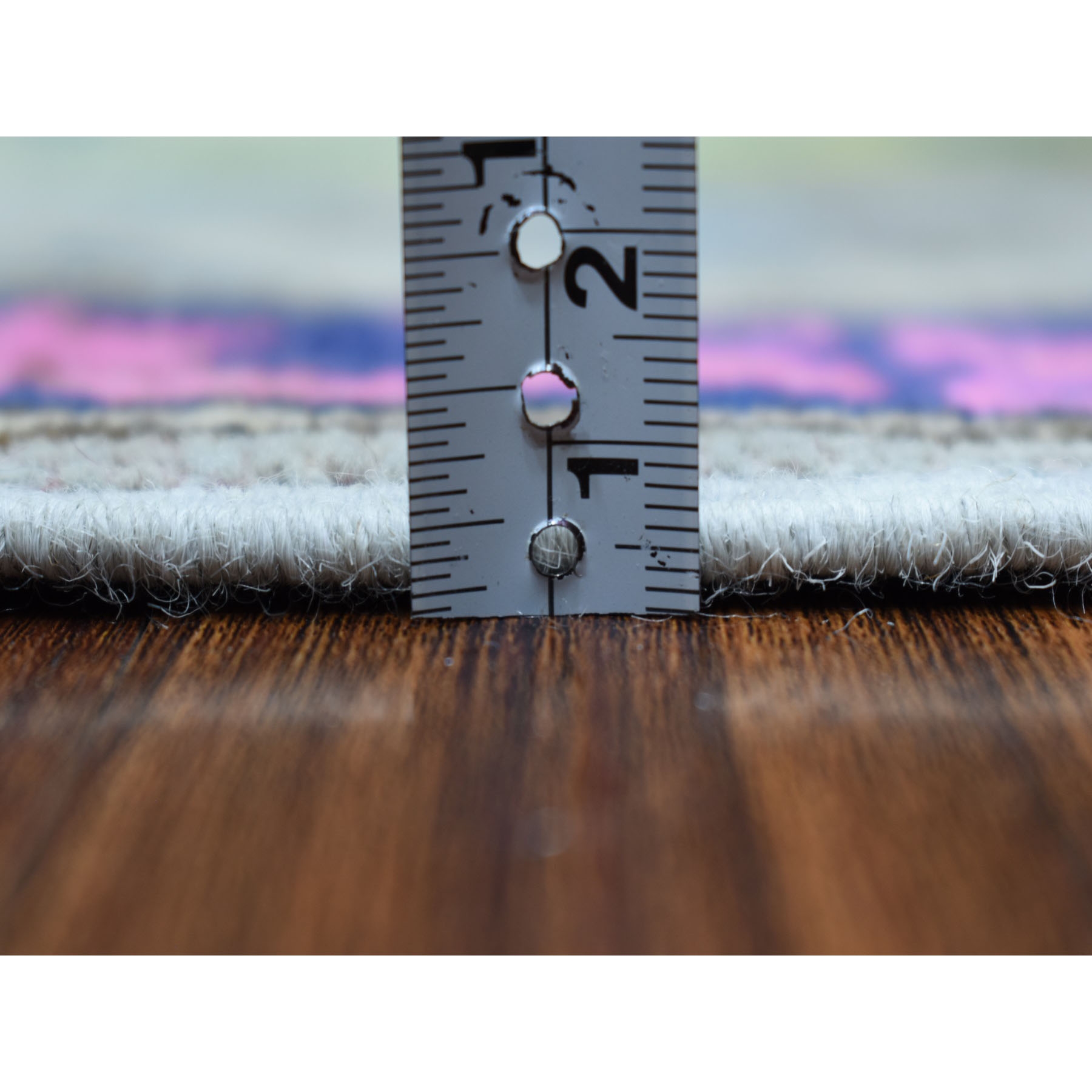 3'8"x6' Colorful Gray Fusion Kazak Pure Wool Geometric Design Hand Woven Oriental Rug 