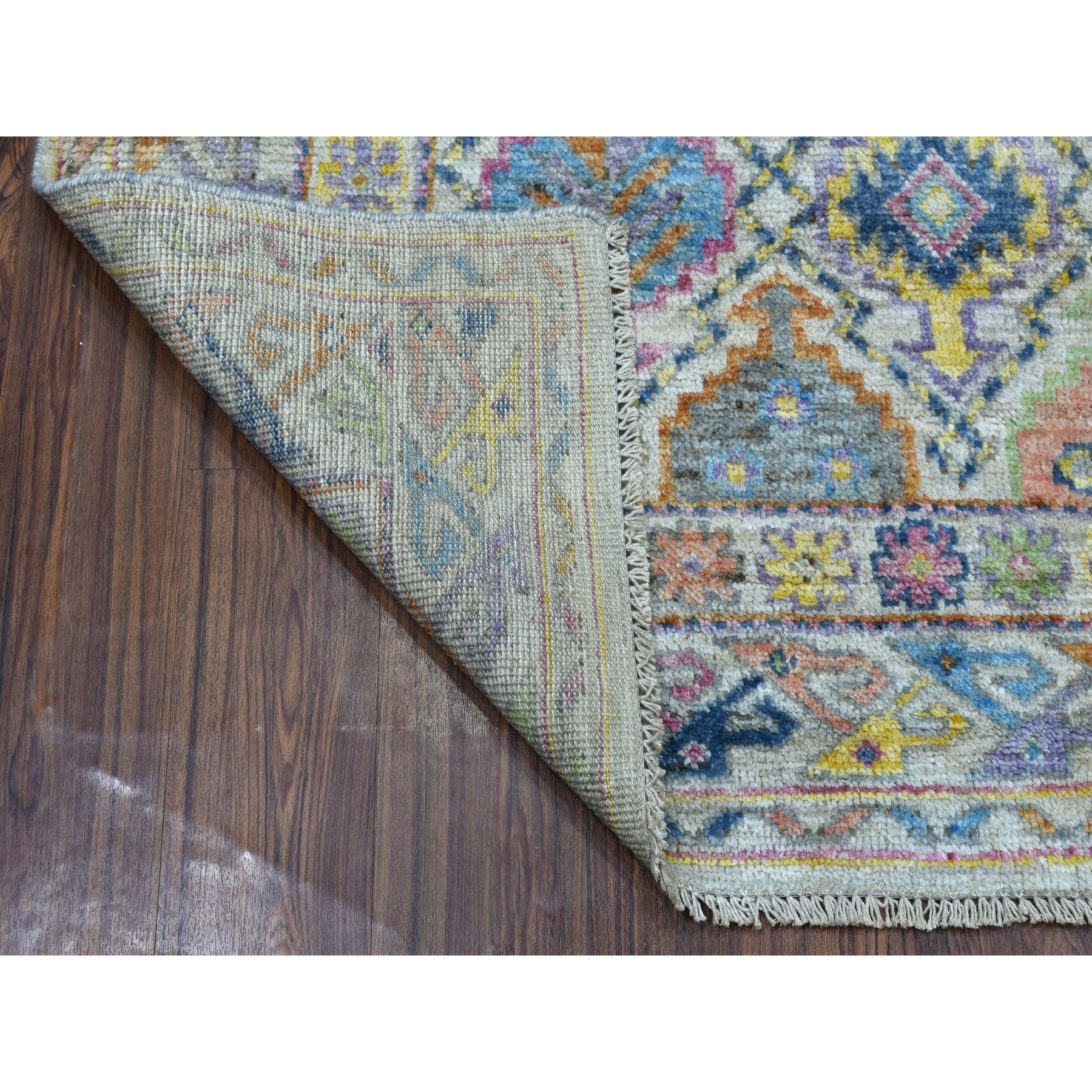 6'10"x4'10" Ivory Tribal Design Colorful Afghan Baluch Hand Woven Pure Wool Oriental Rug 