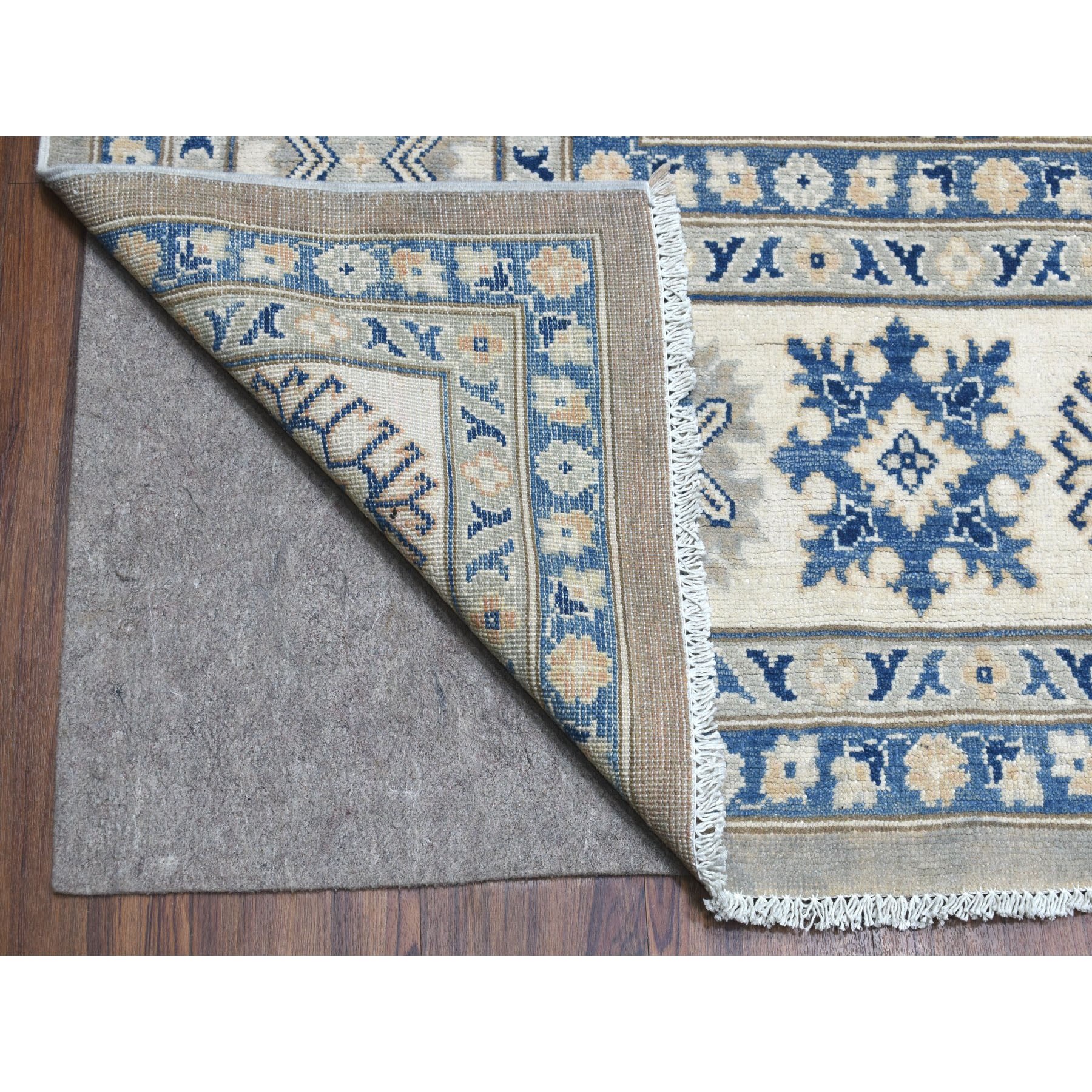 9'8"x13'9" Gray Vintage Look Kazak All Over Design Natural Wool Hand Woven Oriental Rug 