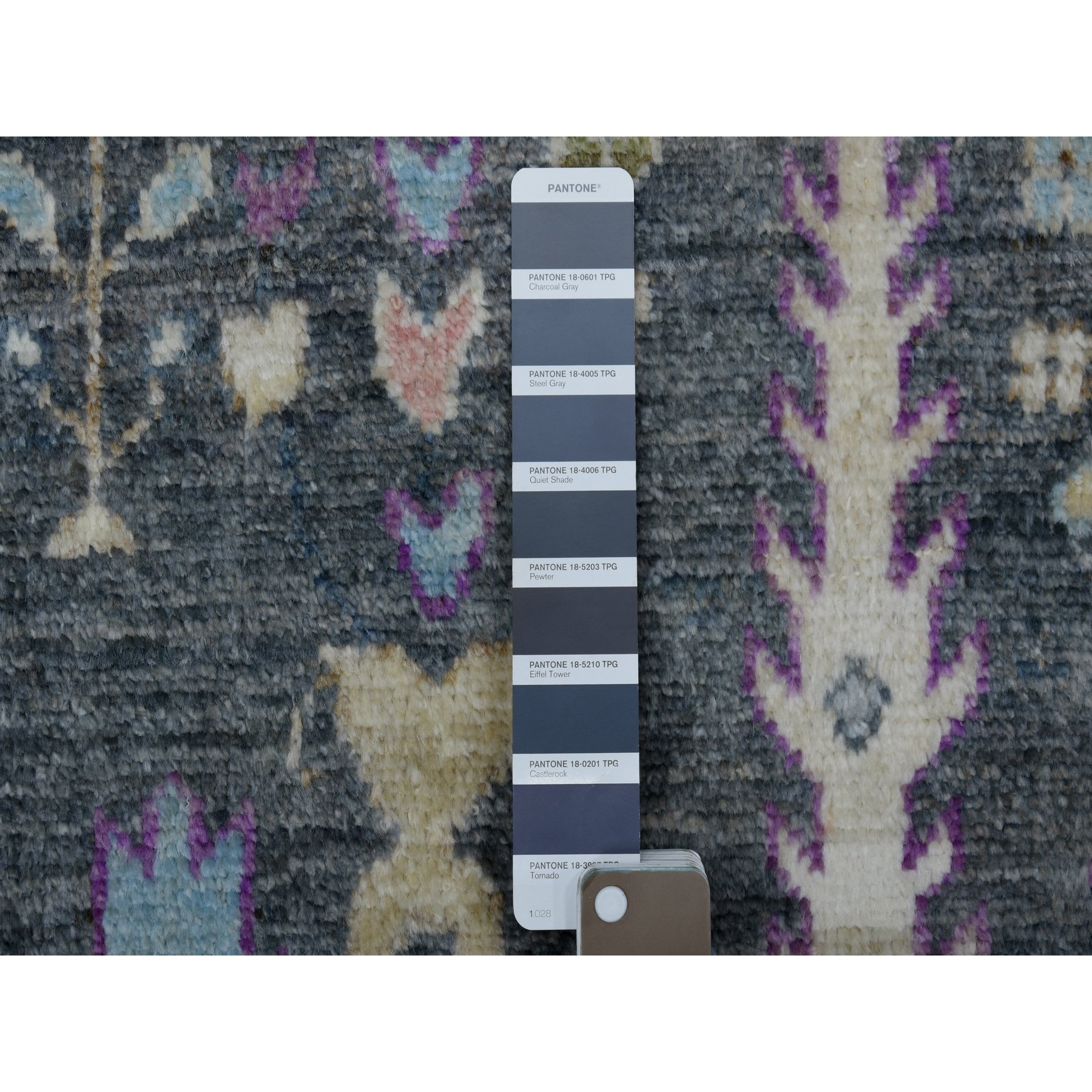 6'4"x8'9" Hand Woven Charcoal Gray Angora Oushak Willow and Cypress Tree Design Soft Velvety Wool Oriental Rug 