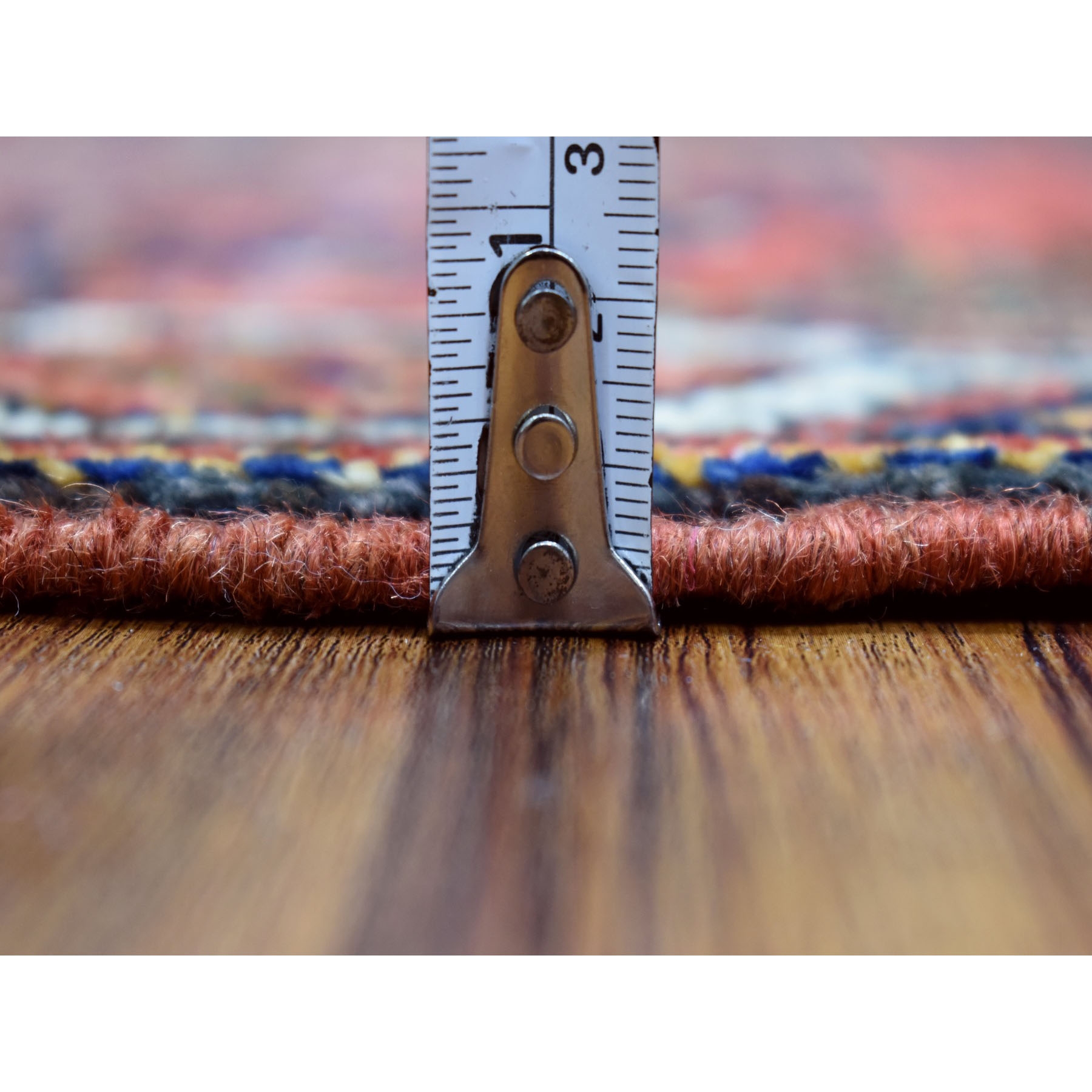 2'x2'10" Orange Afghan Turkoman Ersari Elephant Feet Design Organic Wool Hand Woven Oriental Rug 