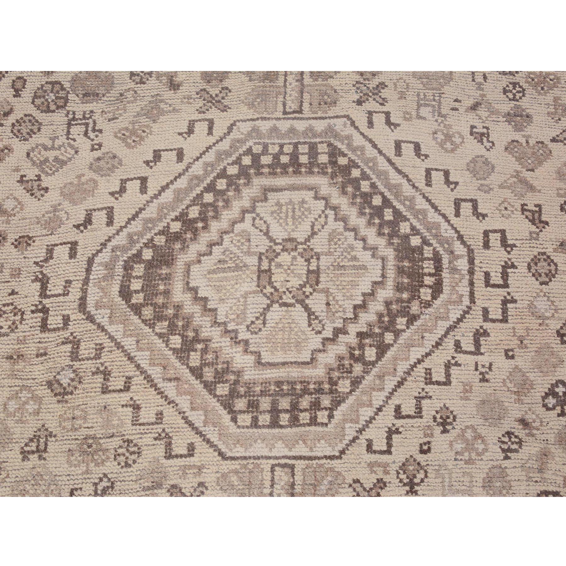 7'2"x9'5" Natural Colors Vintage And Worn Down Persian Shiraz Pure Wool Distressed Hand Woven Oriental Rug 