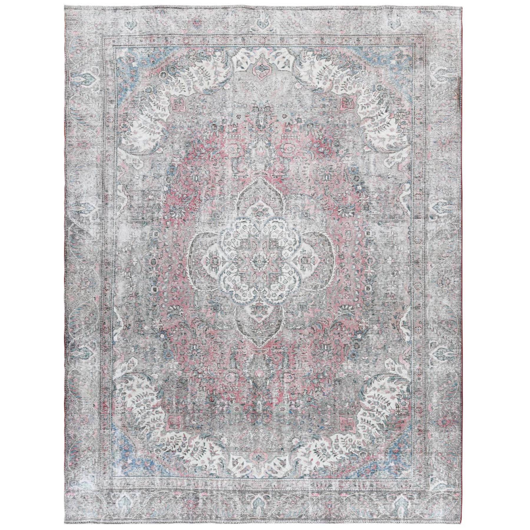 Hand Woven Faded Red Persian Tabriz, Faded Oriental Rug