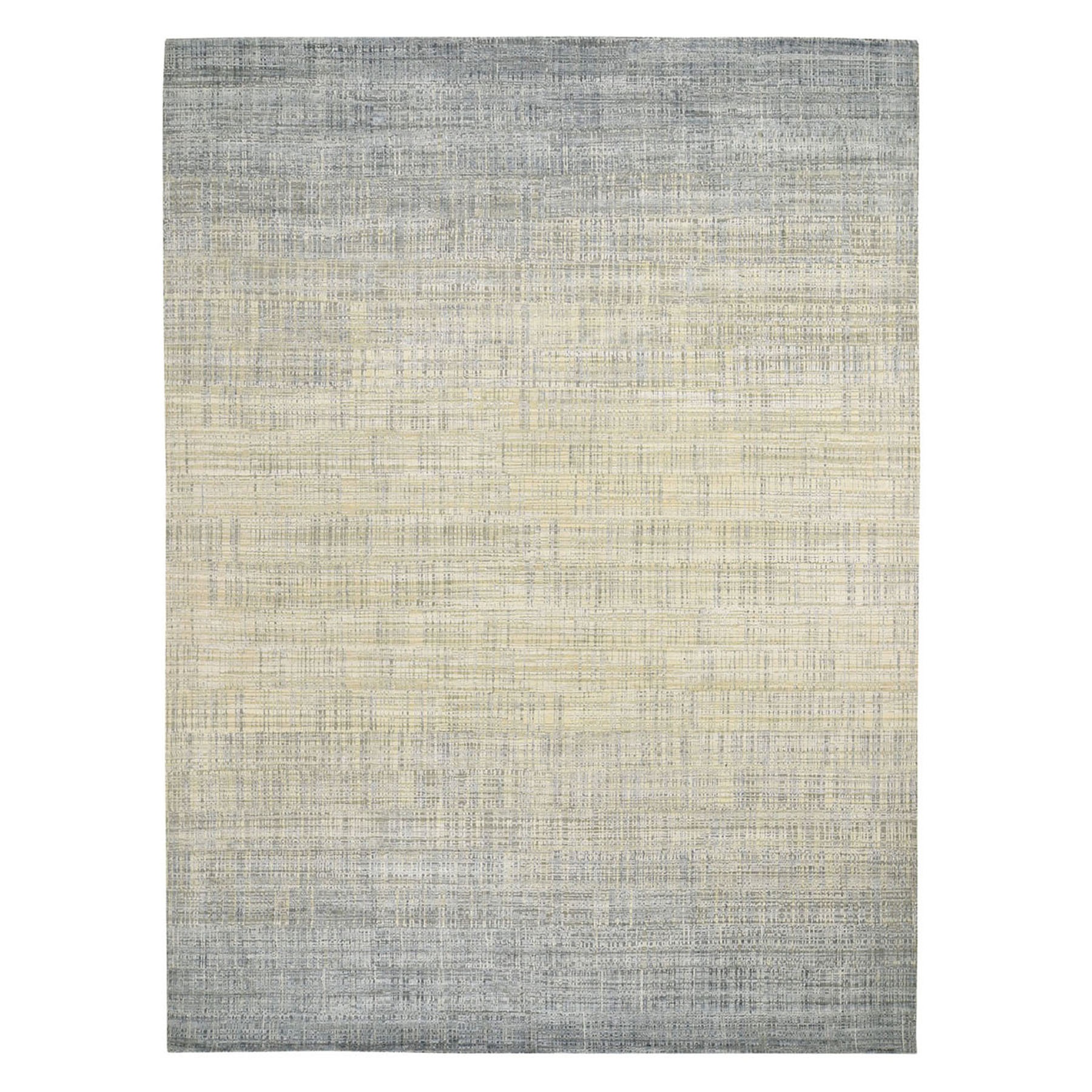 8'10"x12' Silk With Textured Wool Ombre Design Hand Woven Oriental Rug 