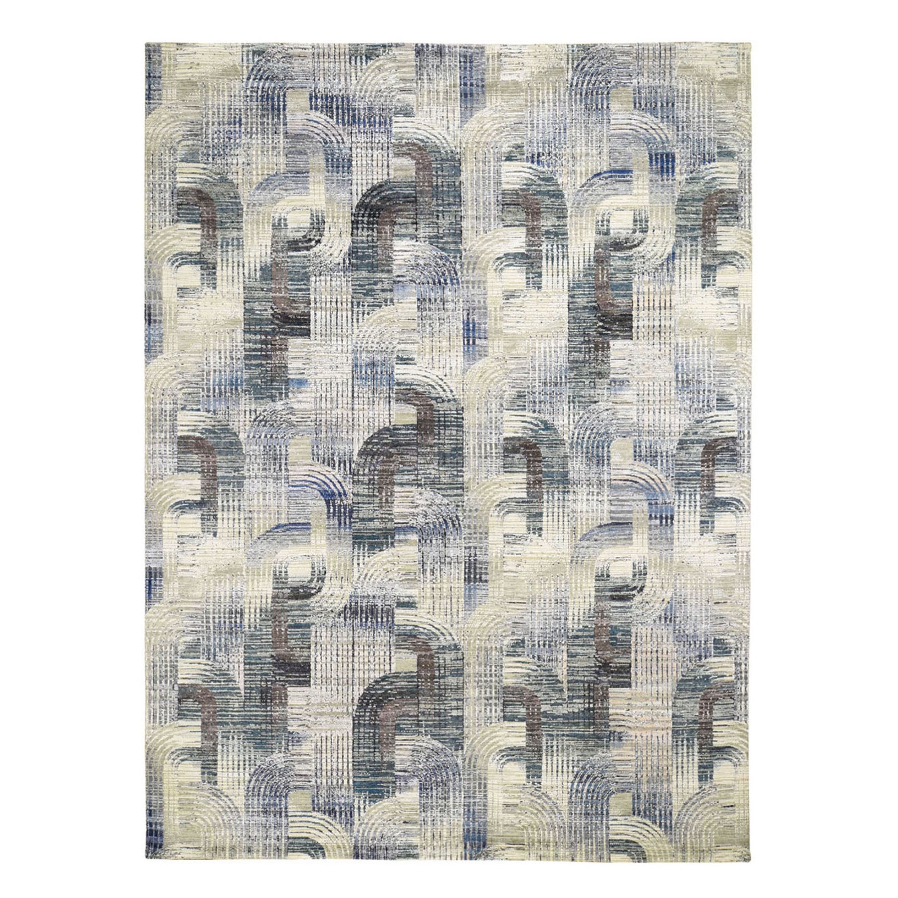 9'x12'3" THE INTERTWINED PASSAGE, Silk with Textured Wool Hand Woven Oriental Rug 
