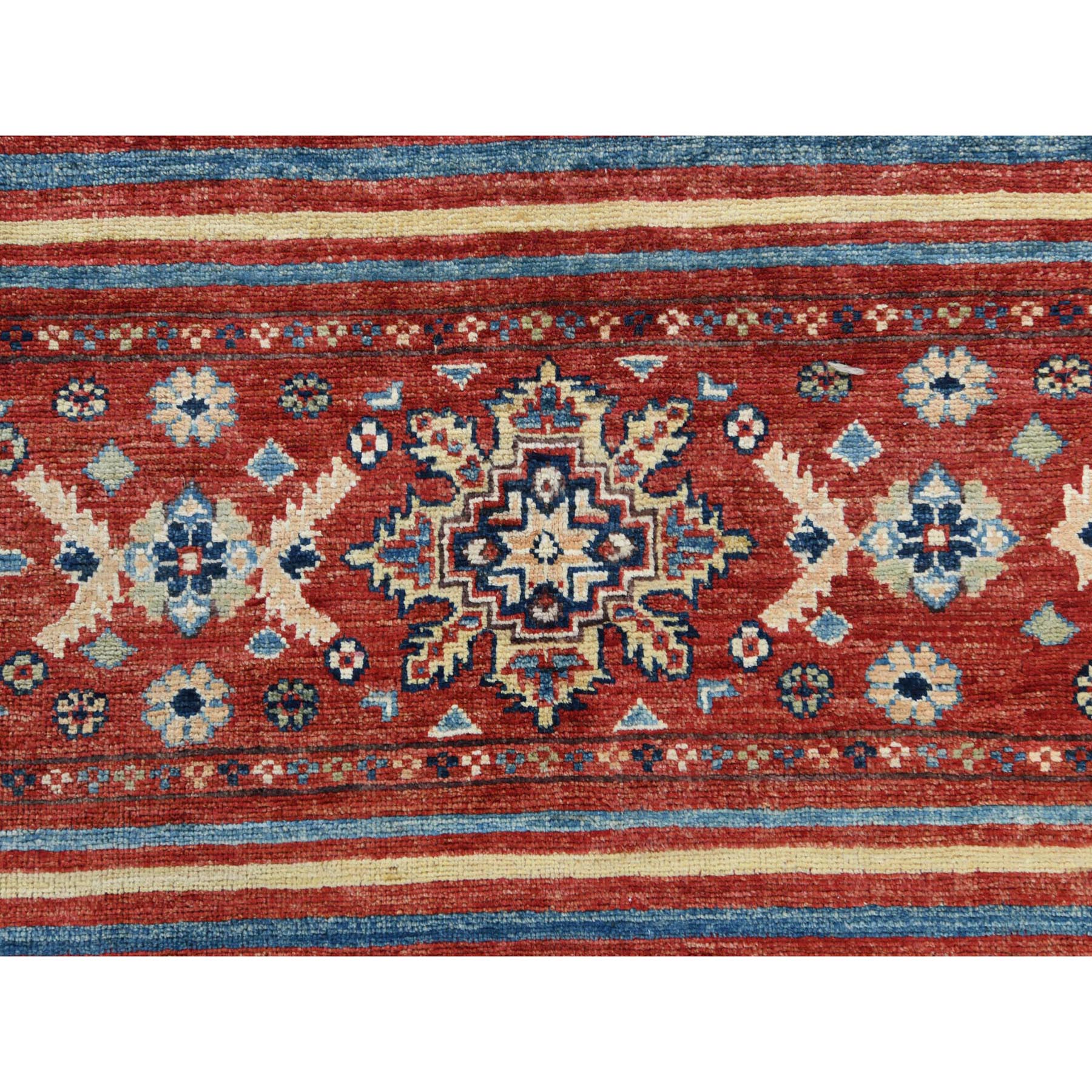 9'10"x13'5" Terracotta Red Super Kazak Khorjin Design Hand Woven Organic Wool Oriental Rug 
