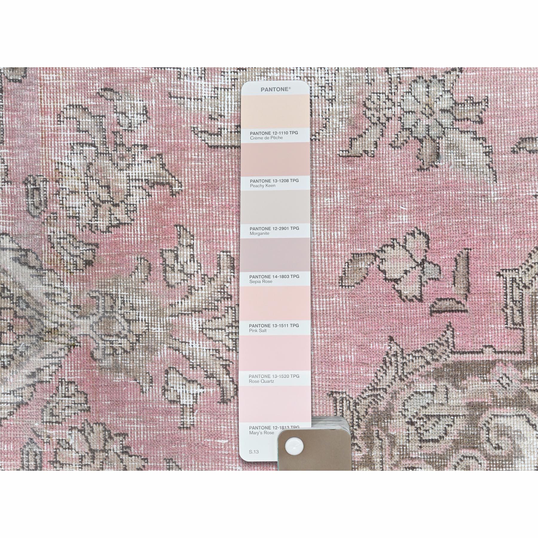 9'x12'4" Pink Vintage Bohemian Hand Woven Herbal Wash Distressed Organic Wool Persian Tabriz Oriental Rug 
