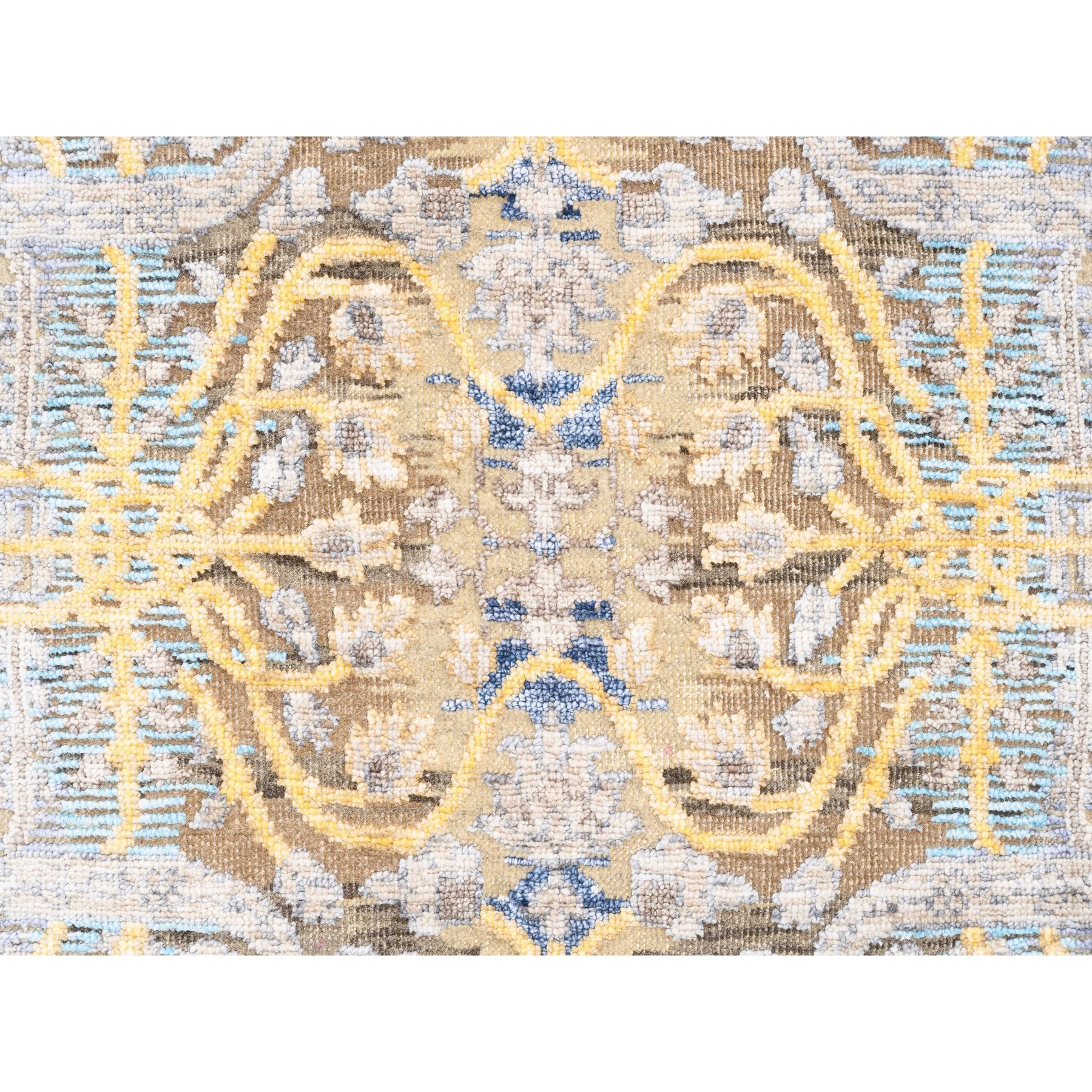 2'1"x3' Silk With Textured Wool Transitional Sarouk Hand Woven Oriental Rug 