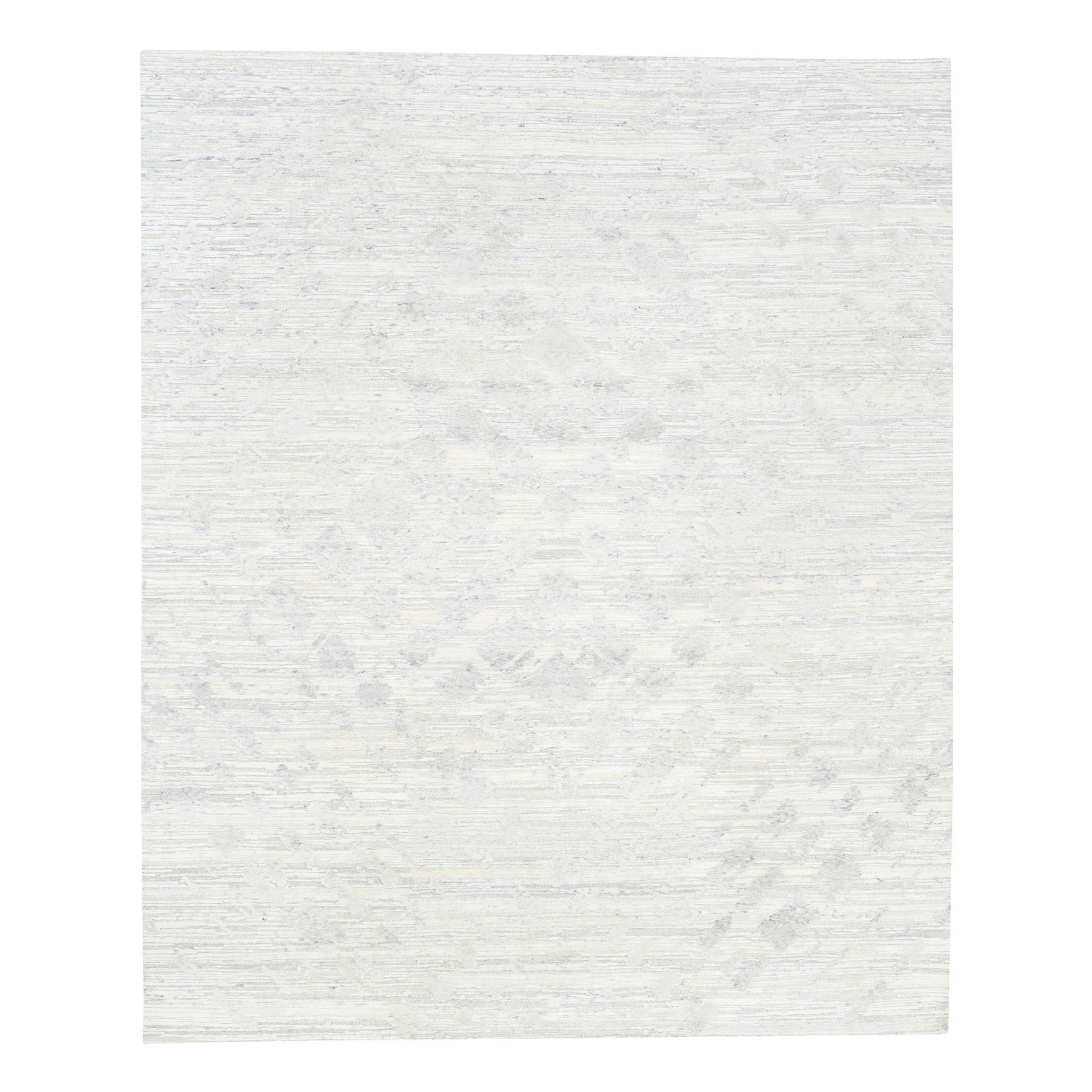 8'x10' Hand Spun Undyed Natural Wool Modern Hand Woven Light Gray Oriental Rug 