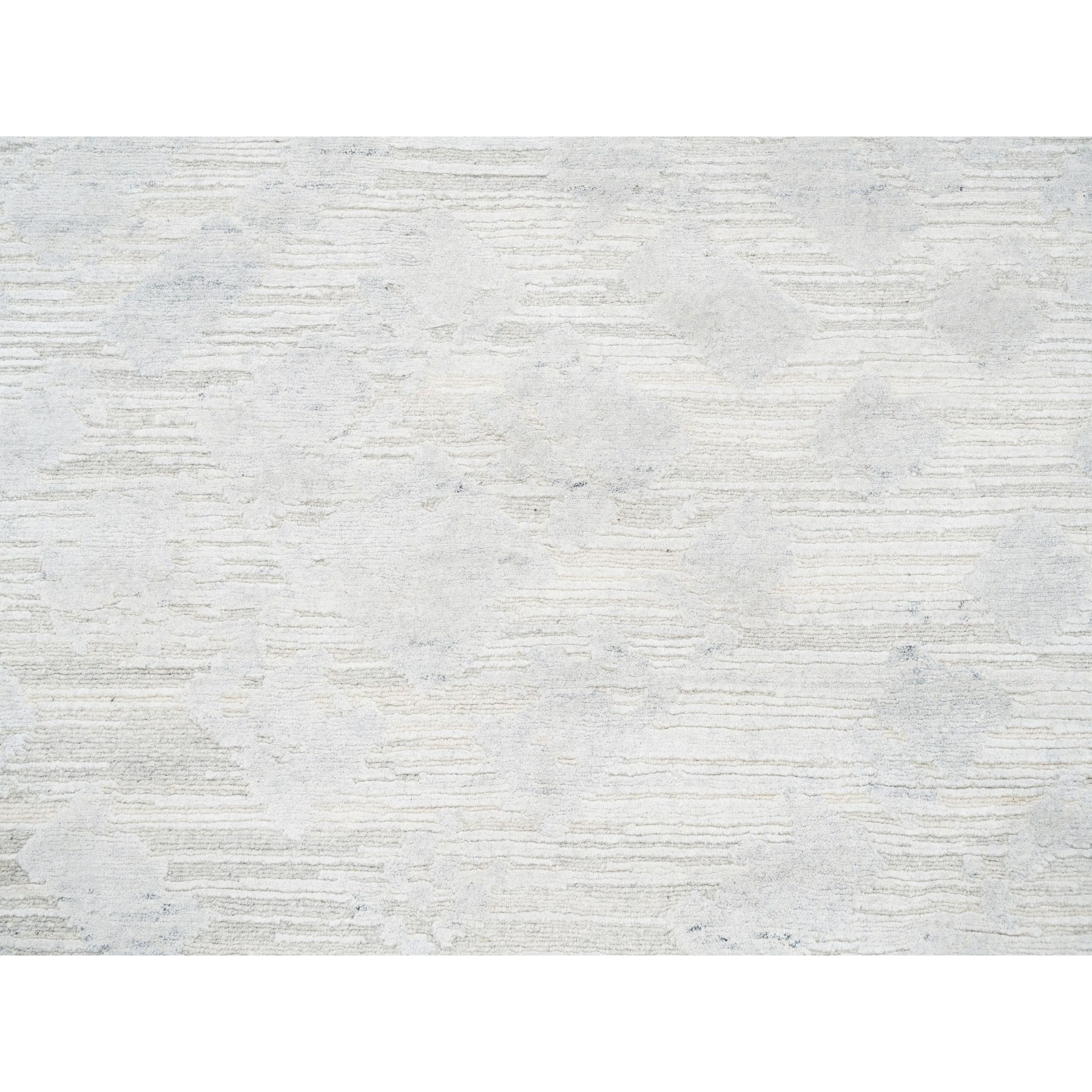 10'x10' Hand Woven Modern Hand Spun Undyed Natural Wool Ivory with Gray Oriental Square Rug 