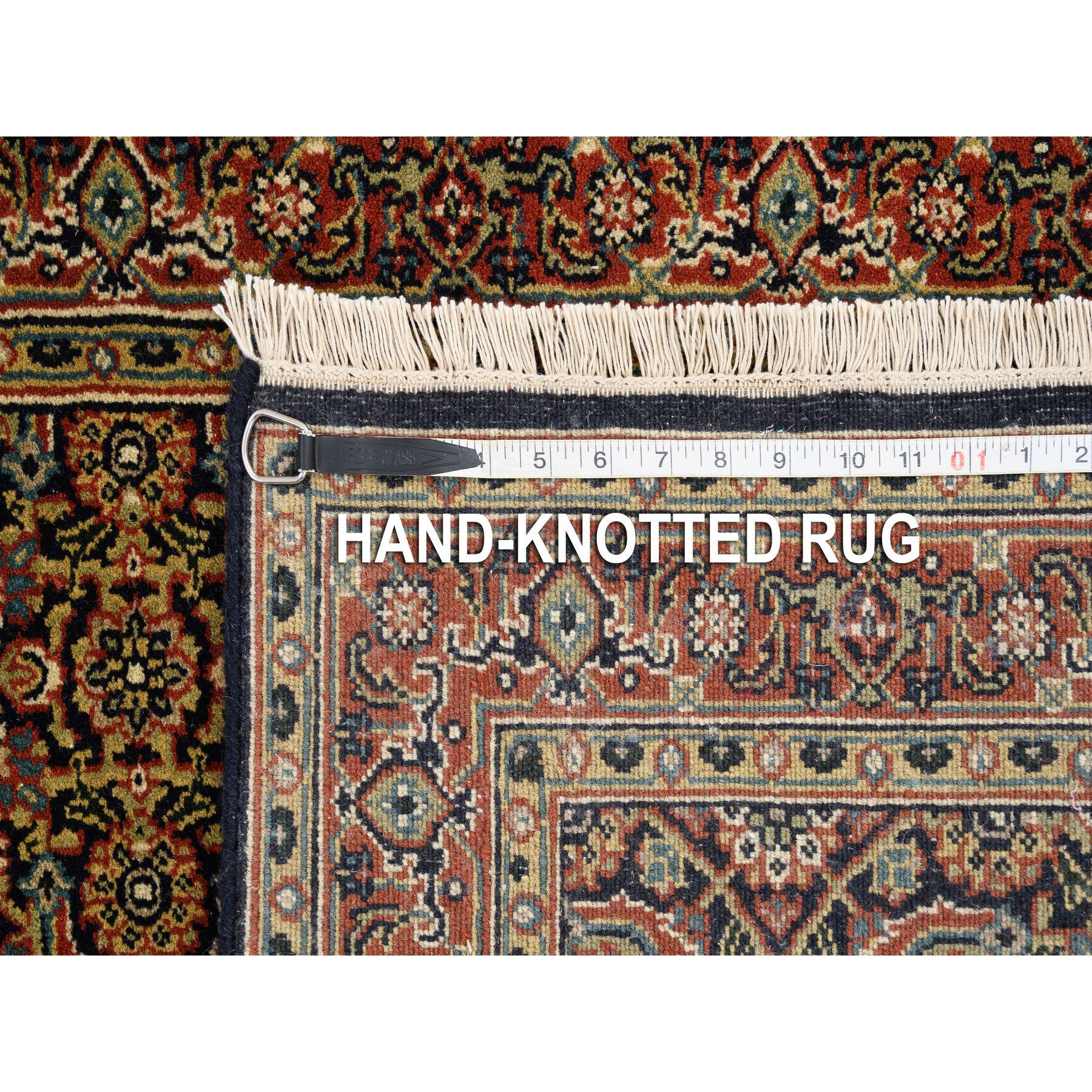 2'8"x9'9" Wool and Silk Herati All Over Fish Design 250 KPSI Hand Woven Dense Weave Oriental Runner Rug 