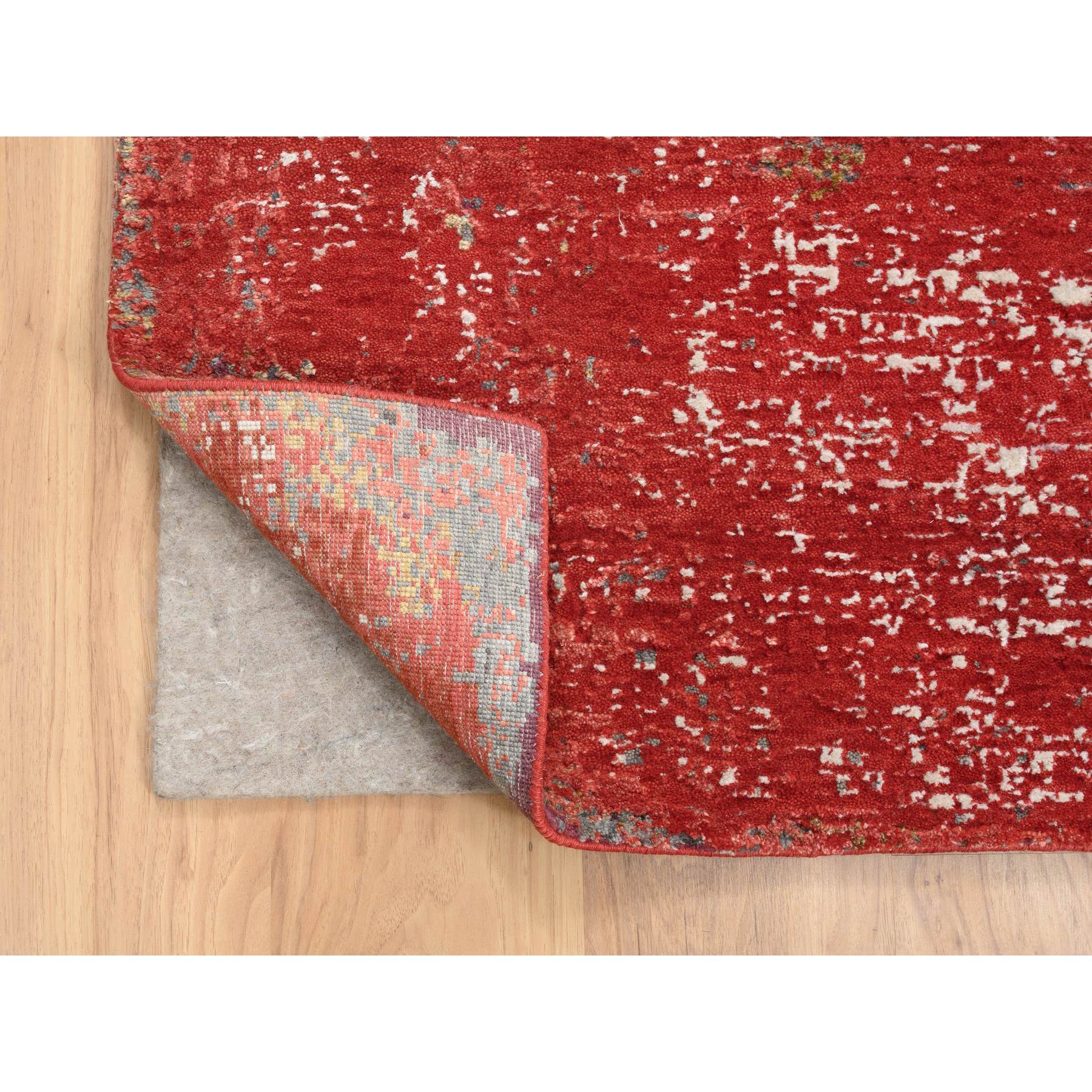 8'x10' Red, Modern Design, Nepale Weave, Wool and Silk, Hand Woven, Oriental Rug 