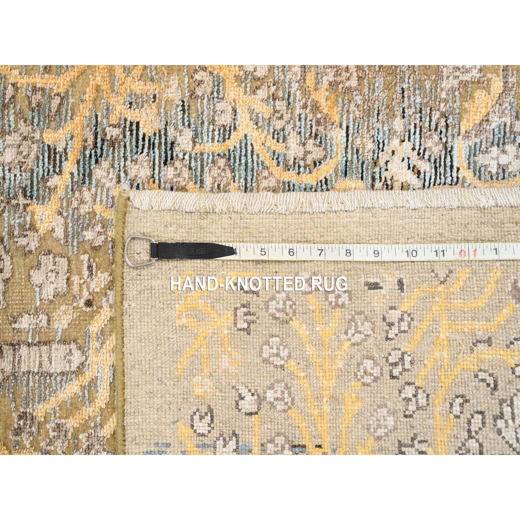 2'7"x22' Honey Brown, Hand Woven, Transitional Sarouk, Silk With Textured Wool, Oriental, XL Runner Rug 