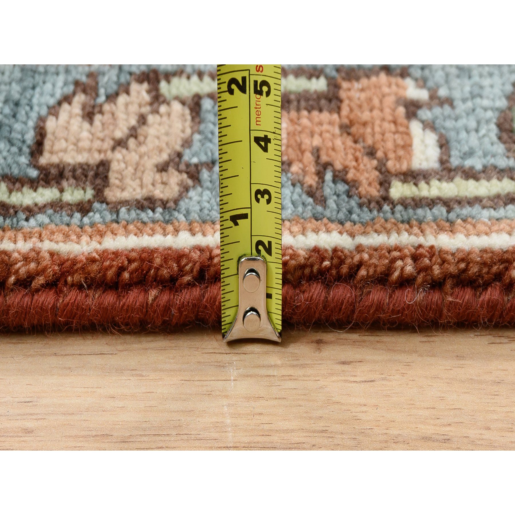 8'10"x12' Honey Brown Heriz with Karajeh Design, Thick and Plush Soft Hand Woven Oriental Rug 