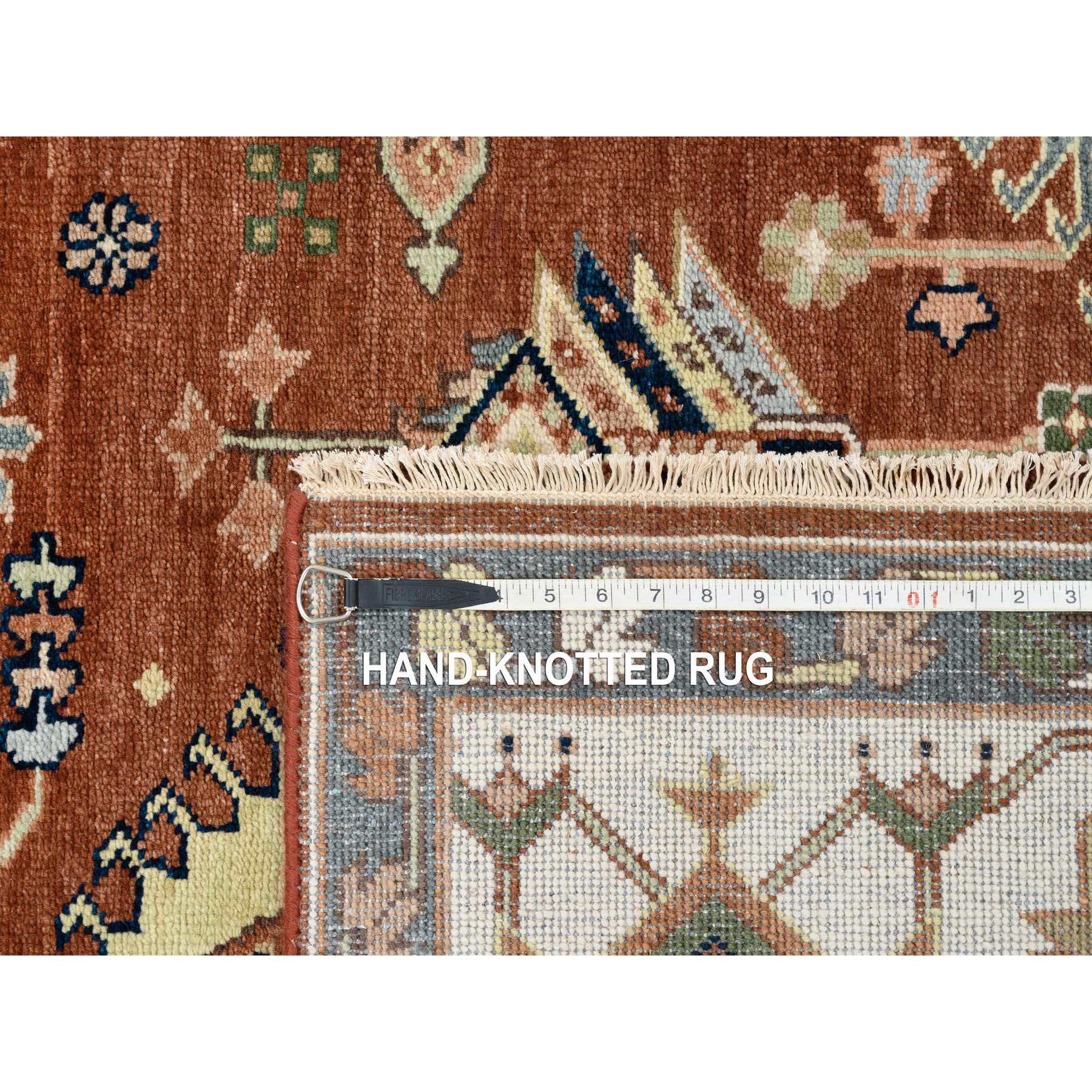 8'10"x12' Honey Brown Heriz with Karajeh Design, Thick and Plush Soft Hand Woven Oriental Rug 