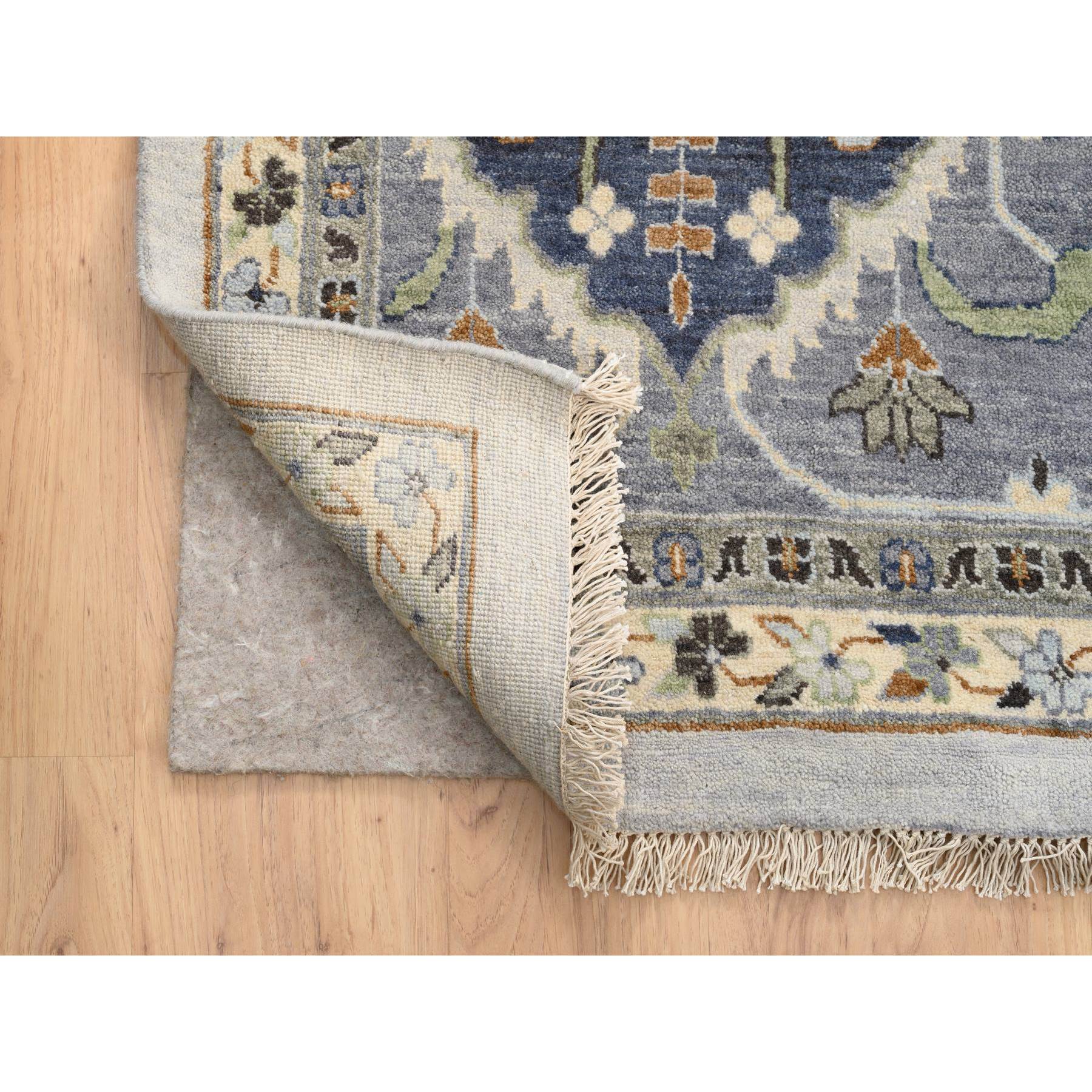 14'x15'9" Light Gray, Denser Weave Oushak with Floral Motifs, Pure Wool Hand Woven, Extra Wide, Oversized Oriental Rug 