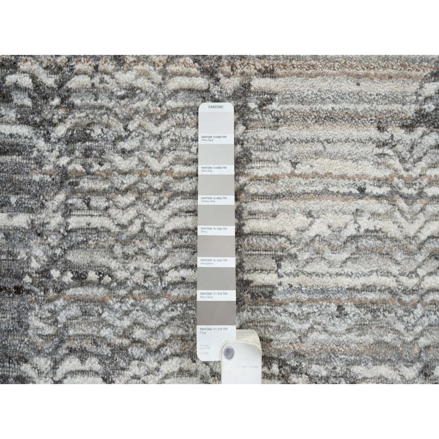 9'1"x12' Gray Variegated Texture Modern Abstract Design, Natural Wool, Hand Loomed Oriental Rug 