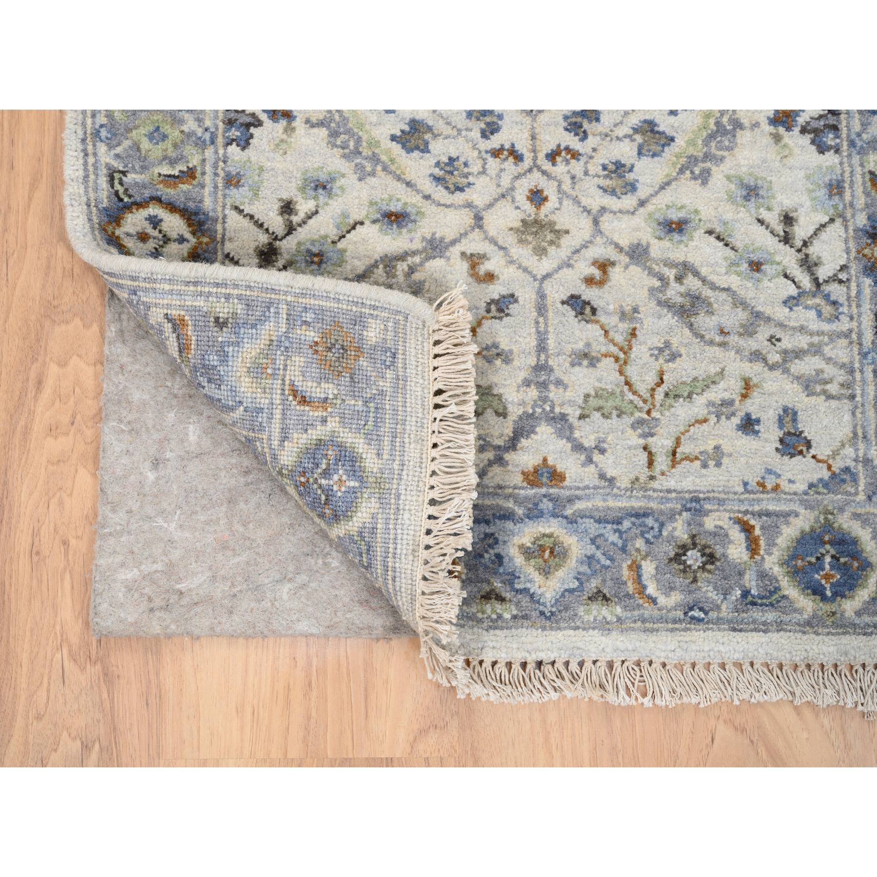 2'1"x3' Gray Oushak with All Over Design Dense Weave Wool Hand Woven Oriental Mat Rug 