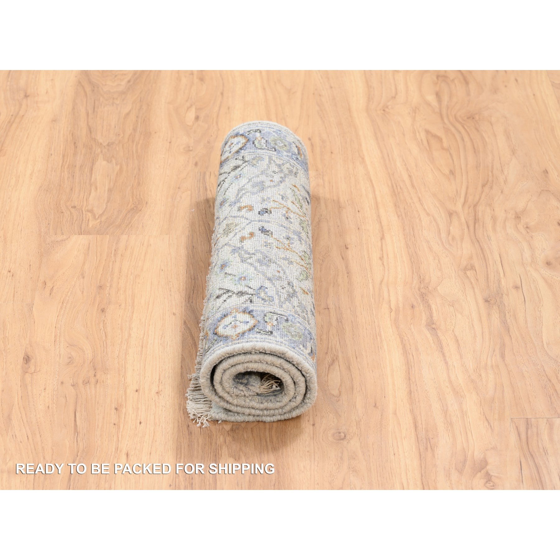 2'1"x3' Gray Oushak All Over Design Hand Woven Dense Weave Wool Oriental Mat Rug 