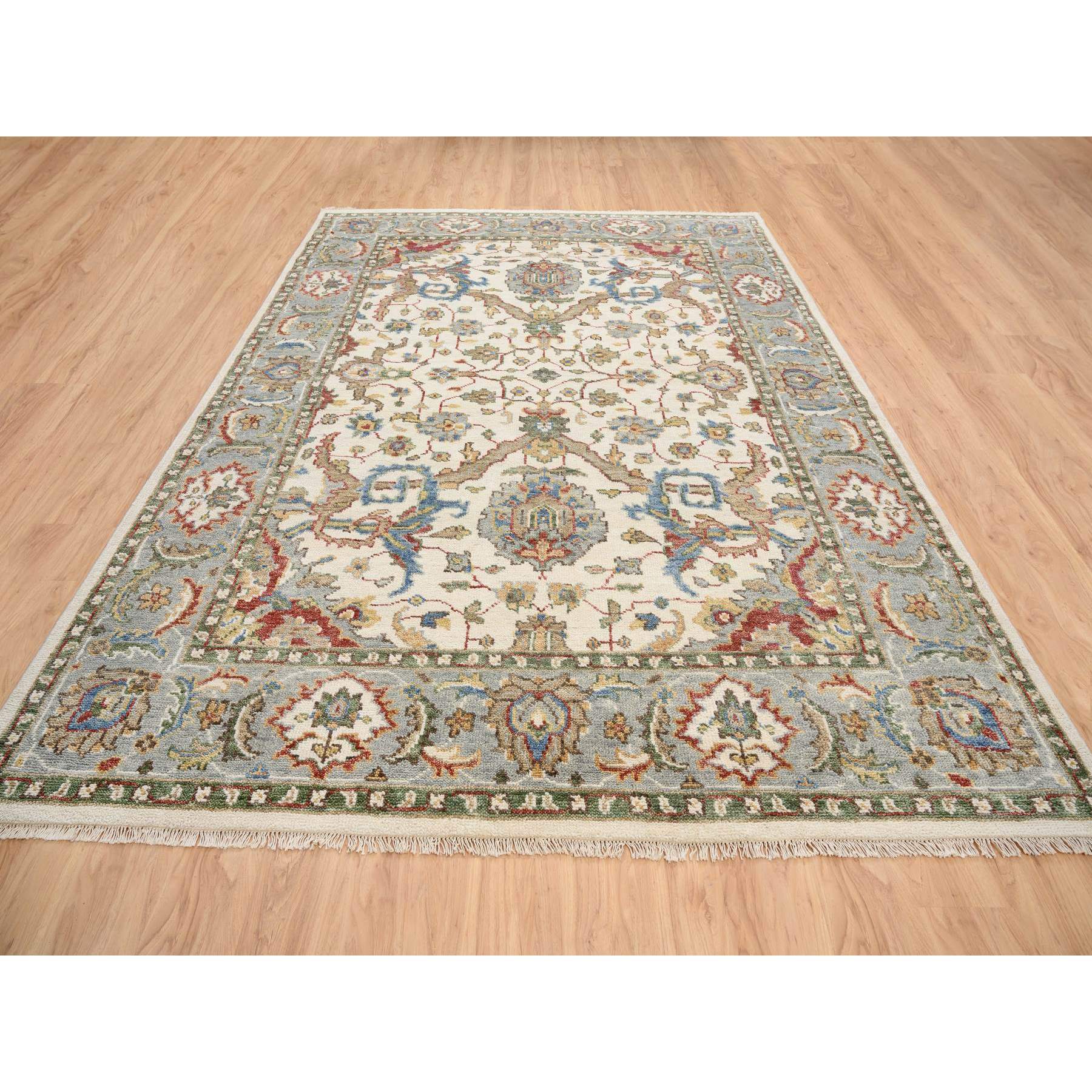8'10"x12'3" Ivory, Oushak Design Supple Collection, Pure Wool Hand Woven, Oriental Rug 