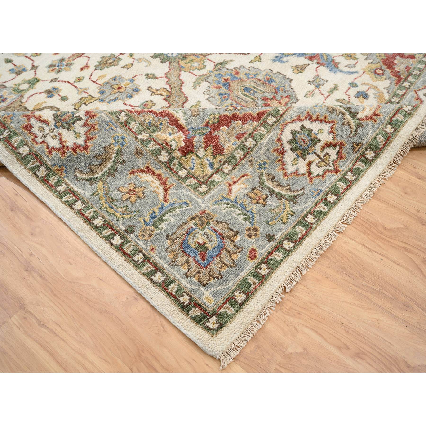 8'10"x12'3" Ivory, Oushak Design Supple Collection, Pure Wool Hand Woven, Oriental Rug 