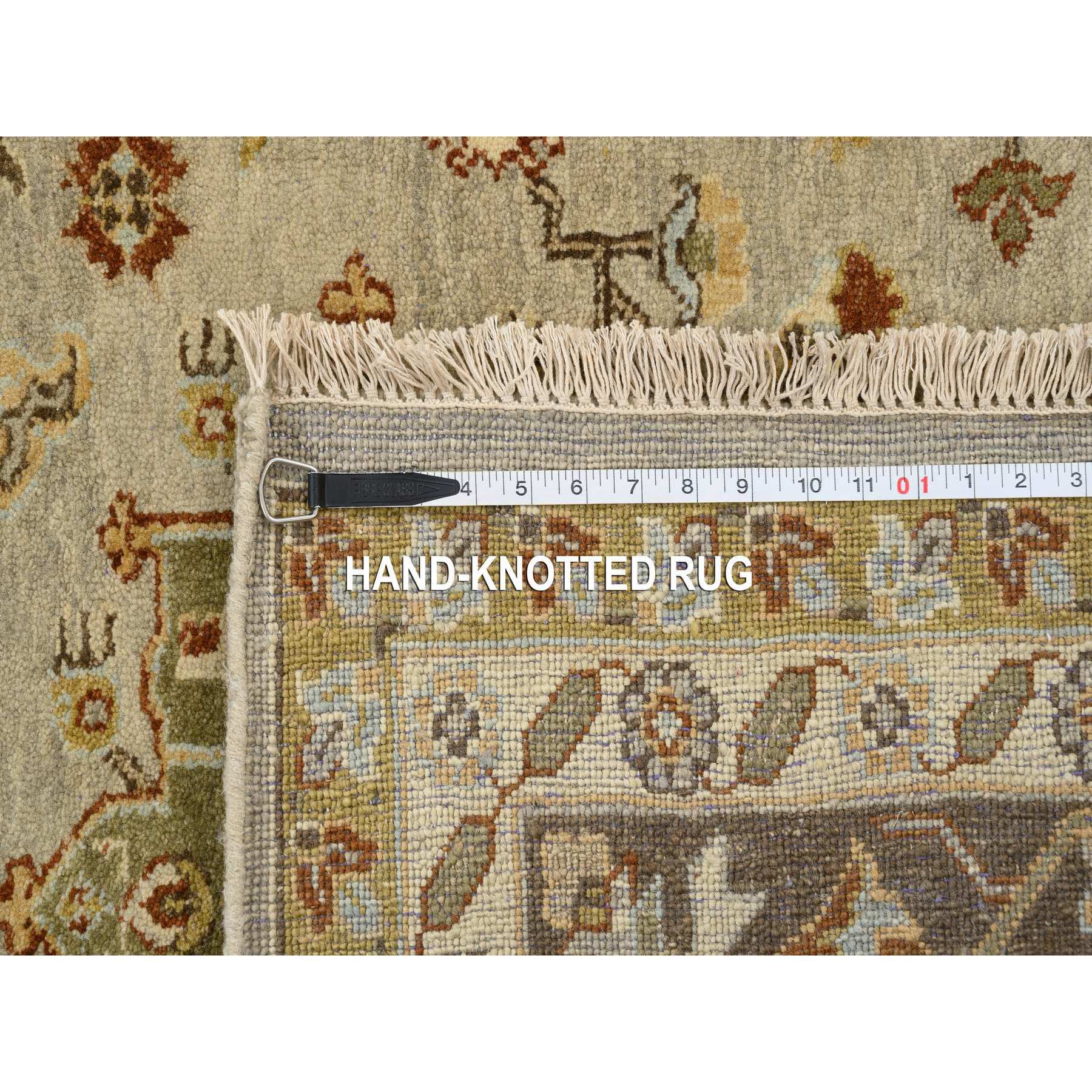 10'2"x13'10" Gray-Brown Karajeh Design Hand Woven Tribal Medallions, Pure Wool Oriental Rug 
