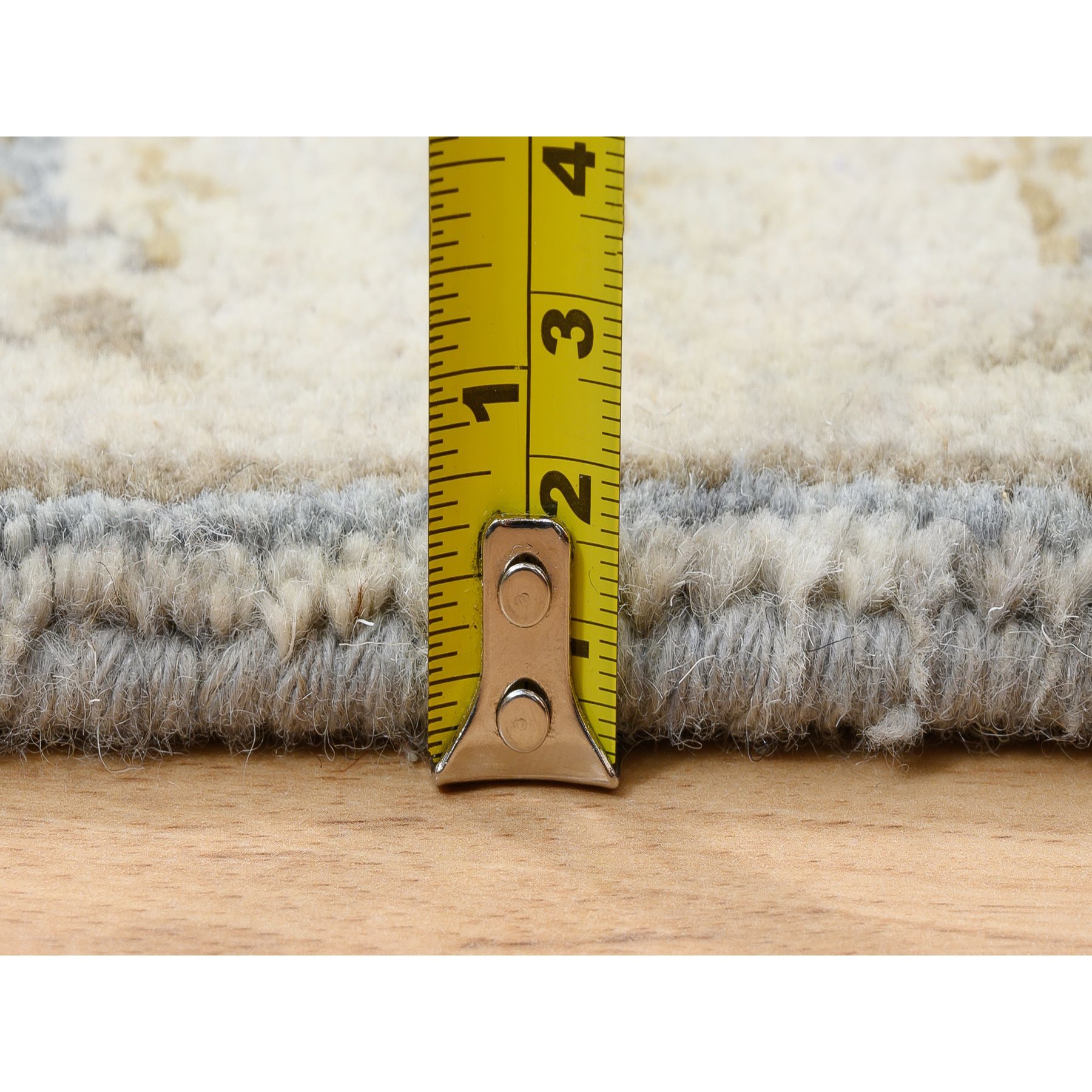 2'1"x3' Gray-Ivory Karajeh Design Soft Organic Wool Hand Woven Oriental Mat Rug 