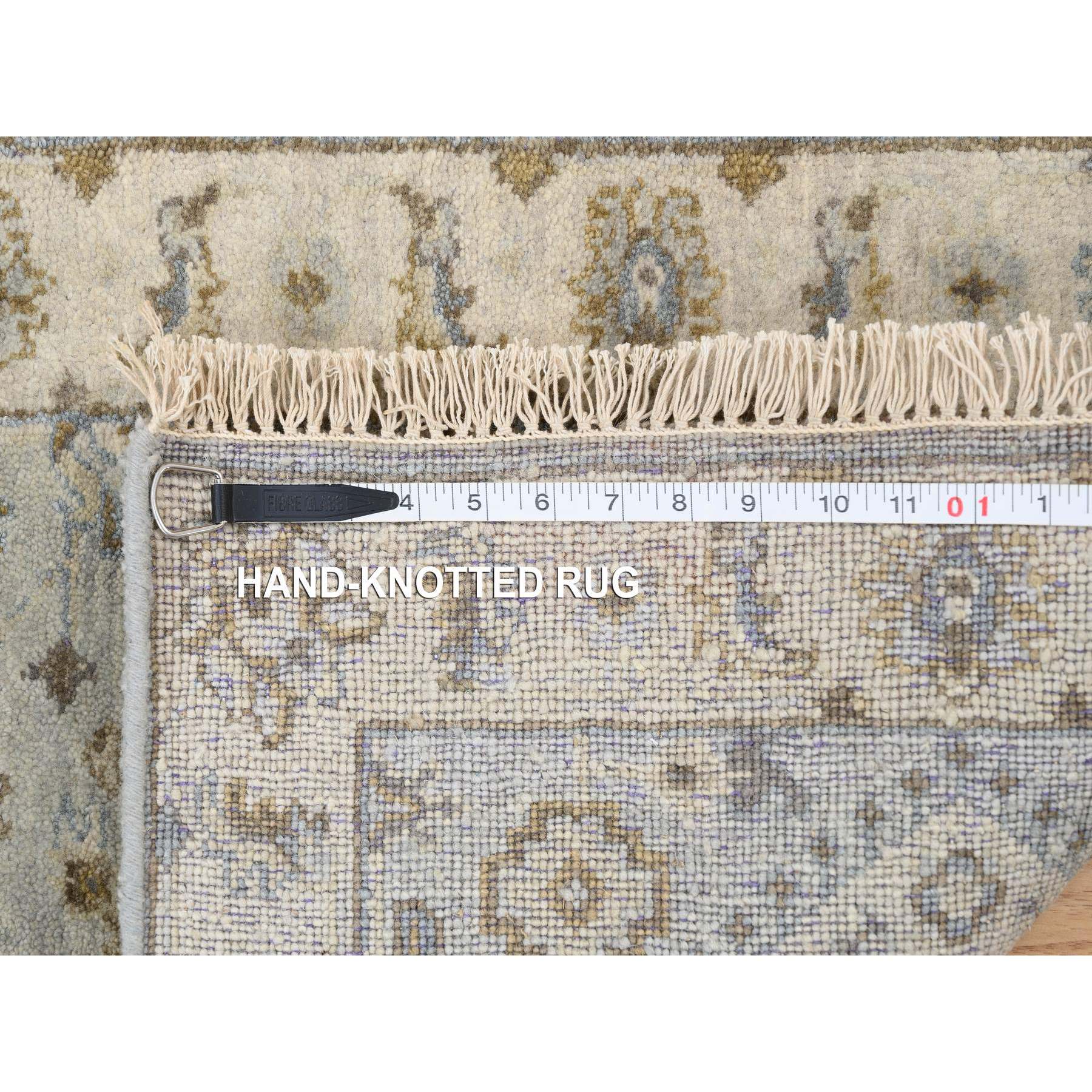 2'1"x3' Gray-Ivory Karajeh Design Soft Organic Wool Hand Woven Oriental Mat Rug 