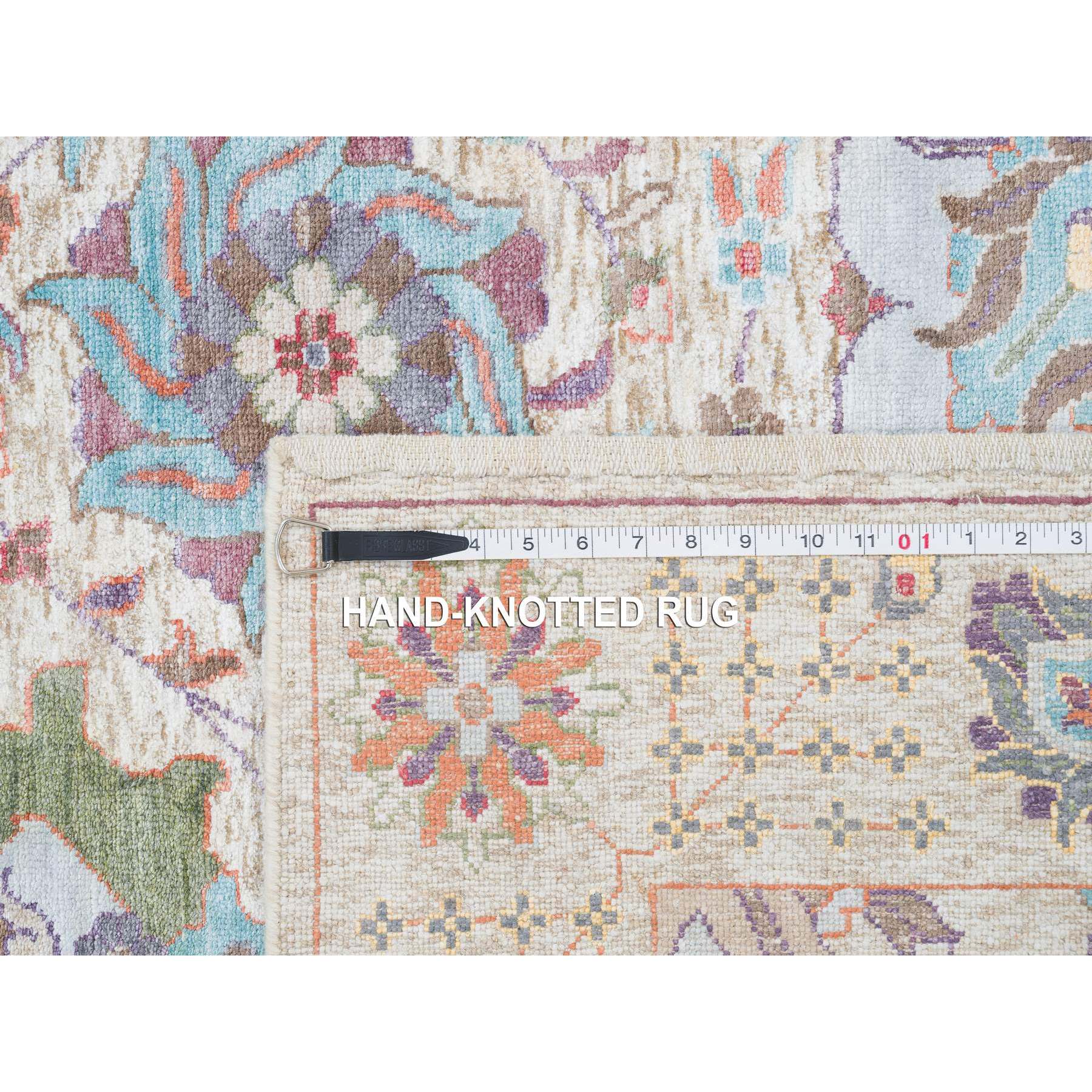 8'x10'4" Ivory, Hand Woven Tabriz Vase With Flower Design, Silk With Textured Wool, Oriental Rug 