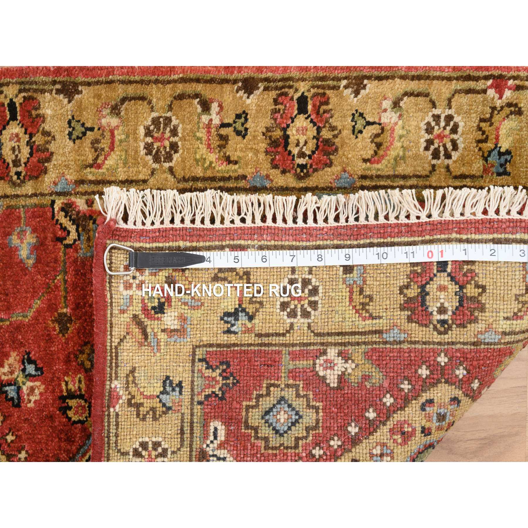 2'1"x3' Red-Gold, Organic Wool, Hand Woven, Karajeh Design with Geometric Medallions, Oriental Rug 