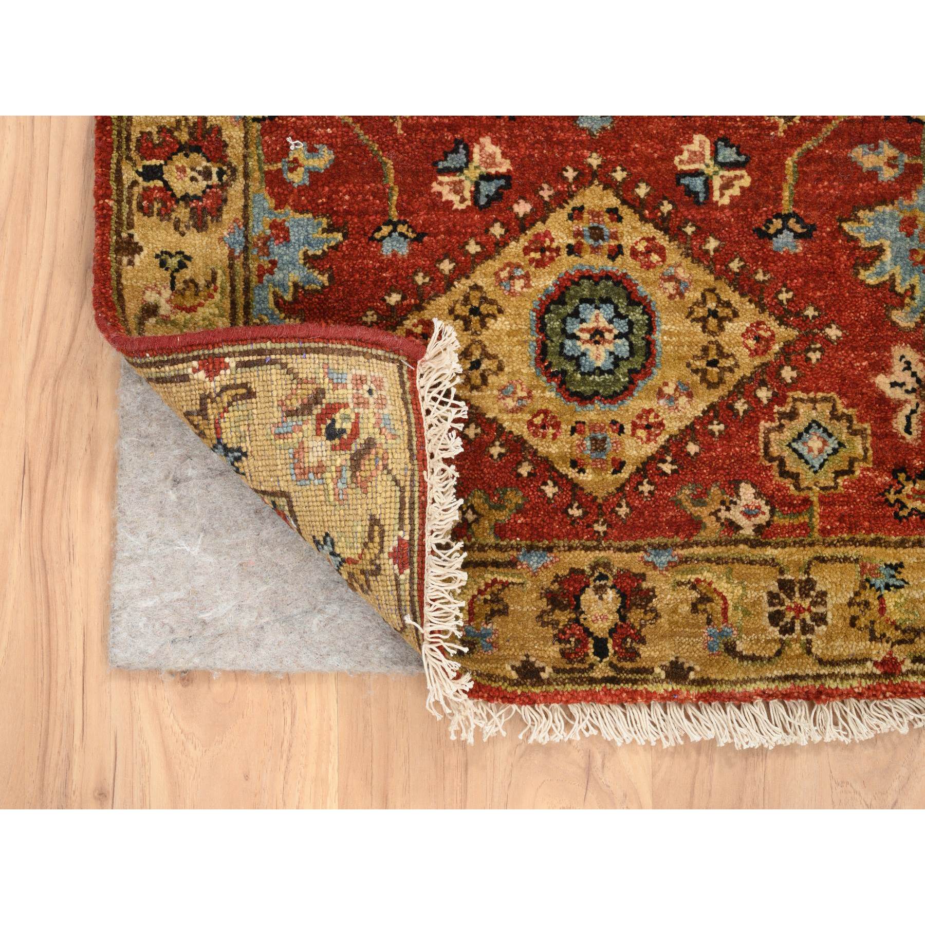 2'1"x3' Red-Gold, Karajeh Design, with Geometric Medallions Design, Hand Woven, Pure Wool, Oriental Rug 