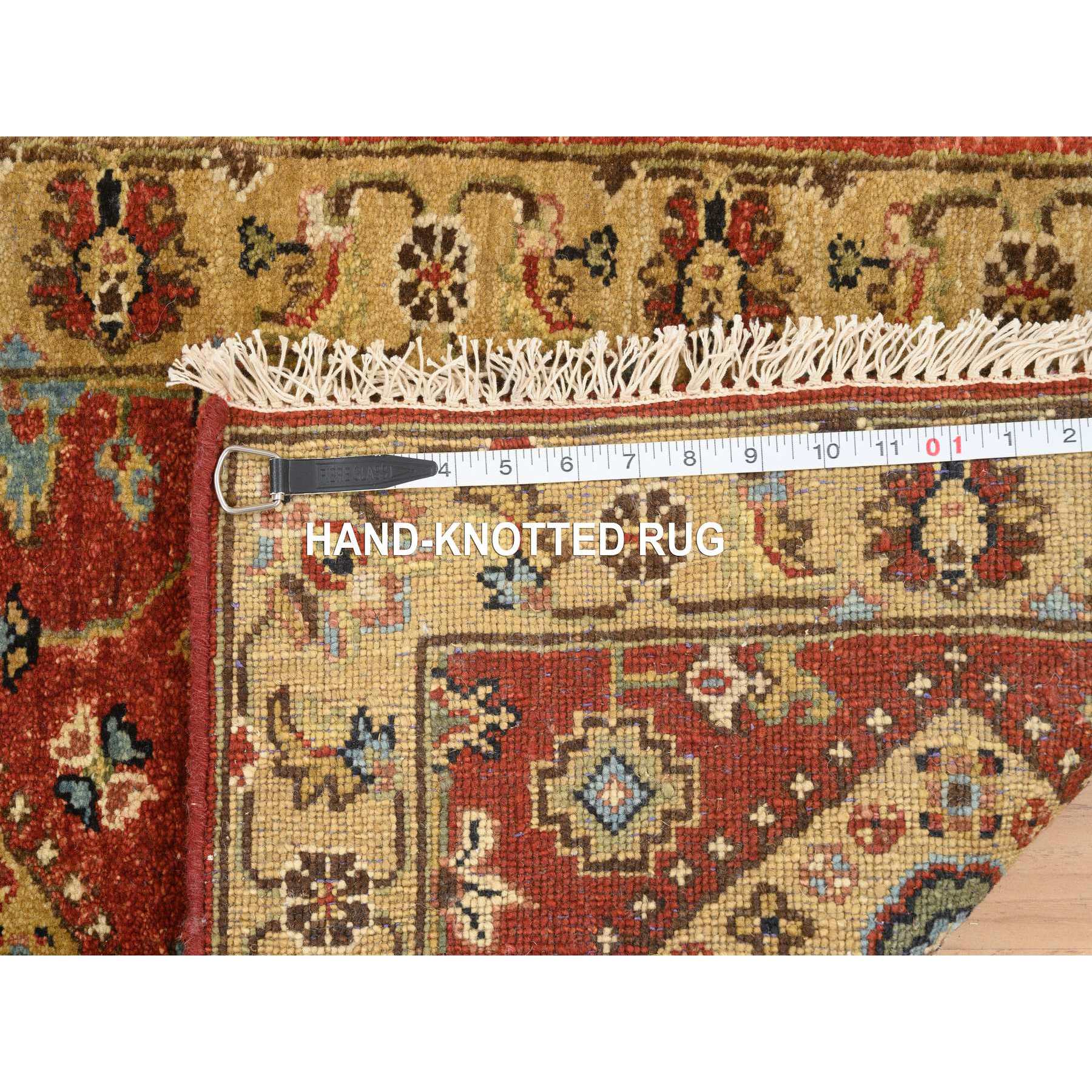 2'1"x3' Red-Gold, Karajeh Design, with Geometric Medallions Design, Hand Woven, Pure Wool, Oriental Rug 