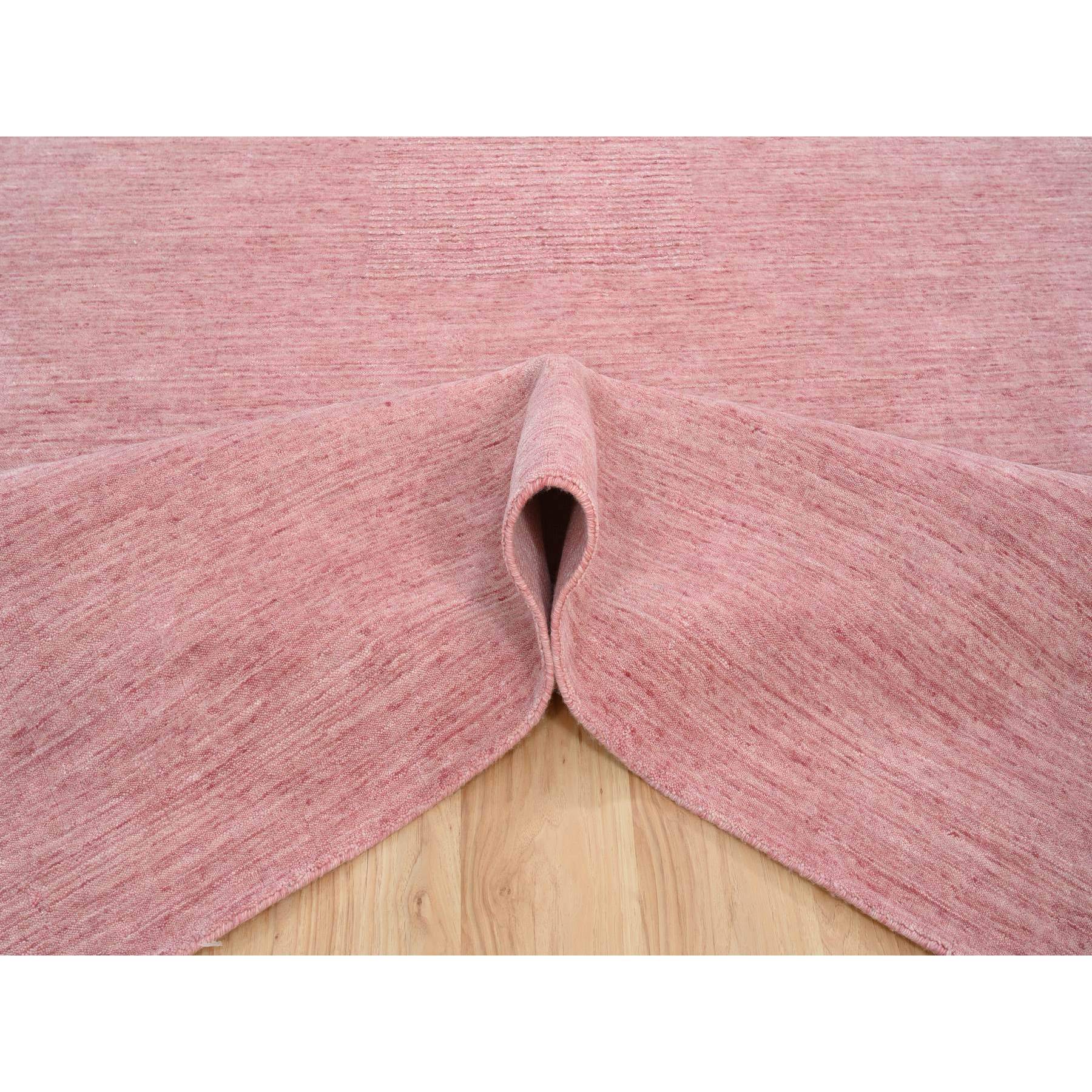 9'1"x12' Coral Pink, Modern Design Hand Loomed, Soft, Velvety Plush Wool, Oriental Rug 